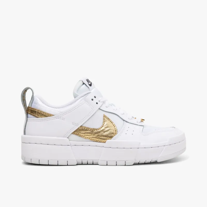 Nike Women's Dunk Low Disrupt / White / White - Metallic Gold sold by Livestock