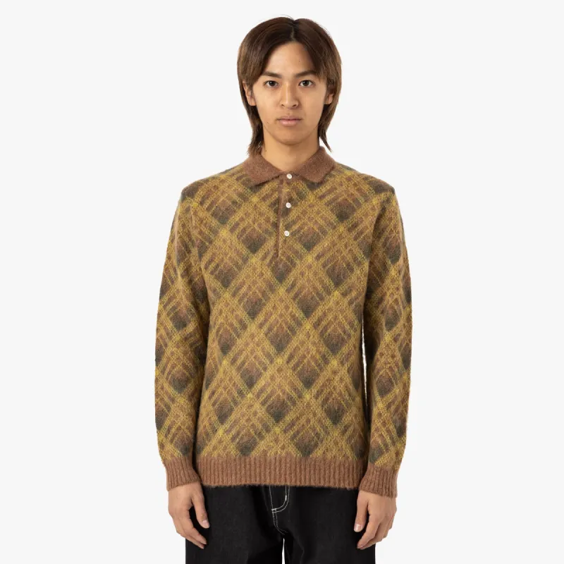 BEAMS PLUS Knit Polo Stripe / Brown sold by Livestock