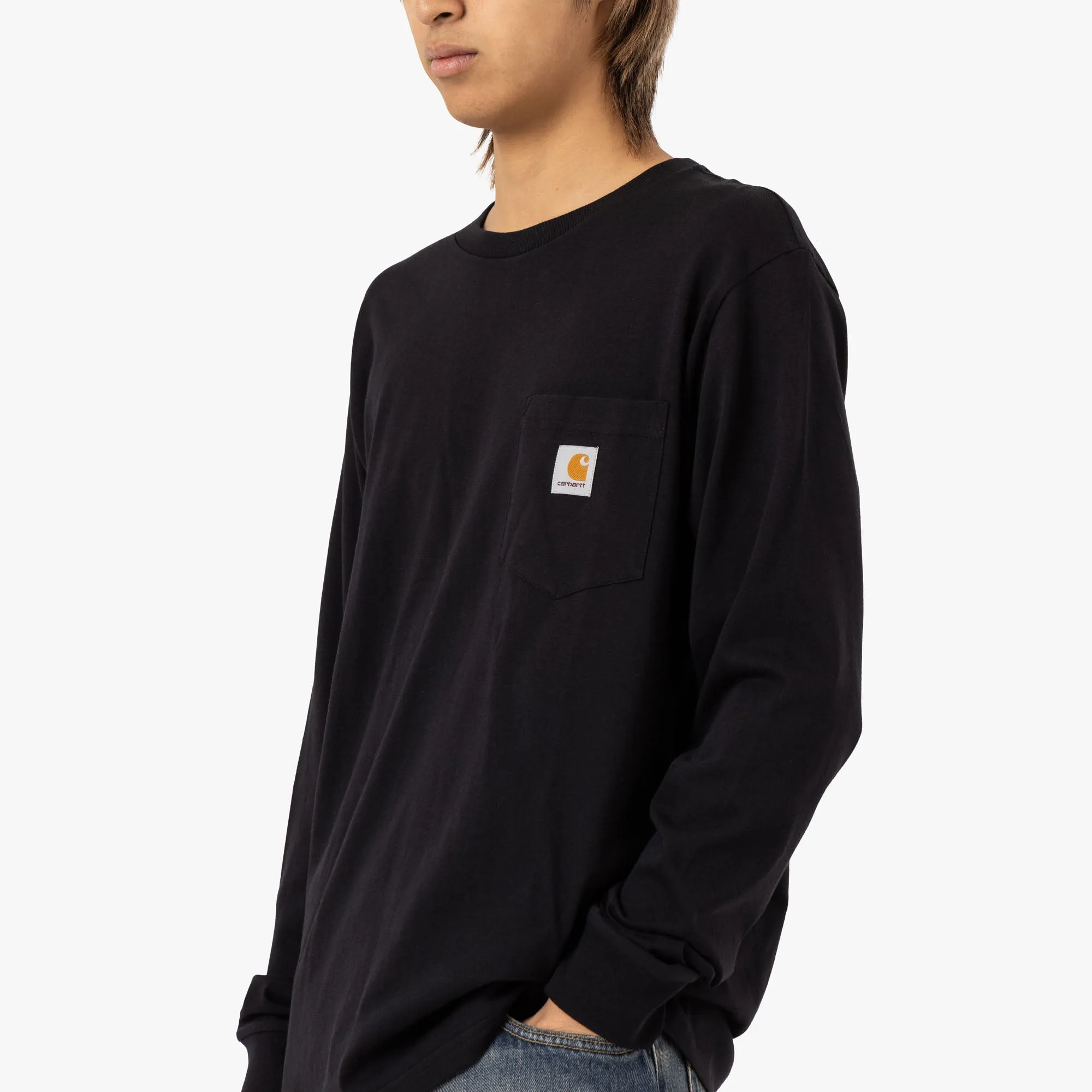 Carhartt WIP L/S Pocket T-Shirt Cotton Single Jersey / Black sold by Livestock product image thumbnail 4