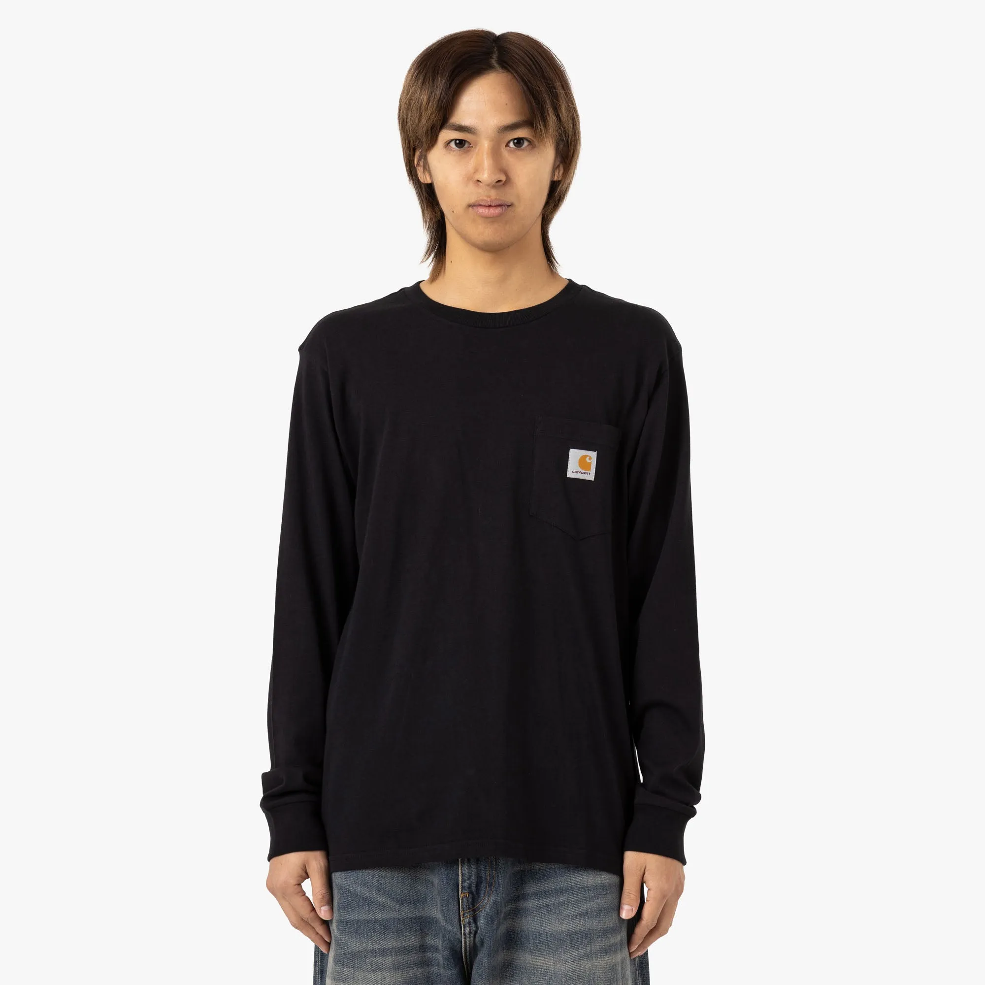 Carhartt WIP L/S Pocket T-Shirt Cotton Single Jersey / Black sold by Livestock