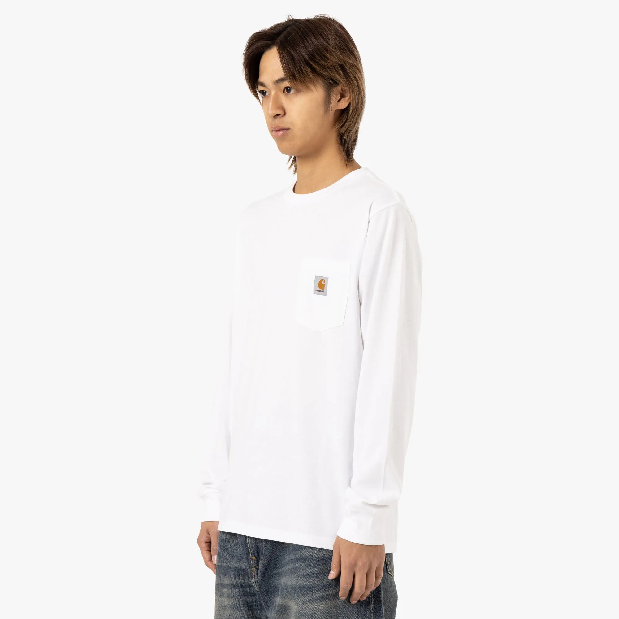 Carhartt WIP L/S Pocket T-Shirt Cotton Single Jersey / White sold by Livestock product image thumbnail 2