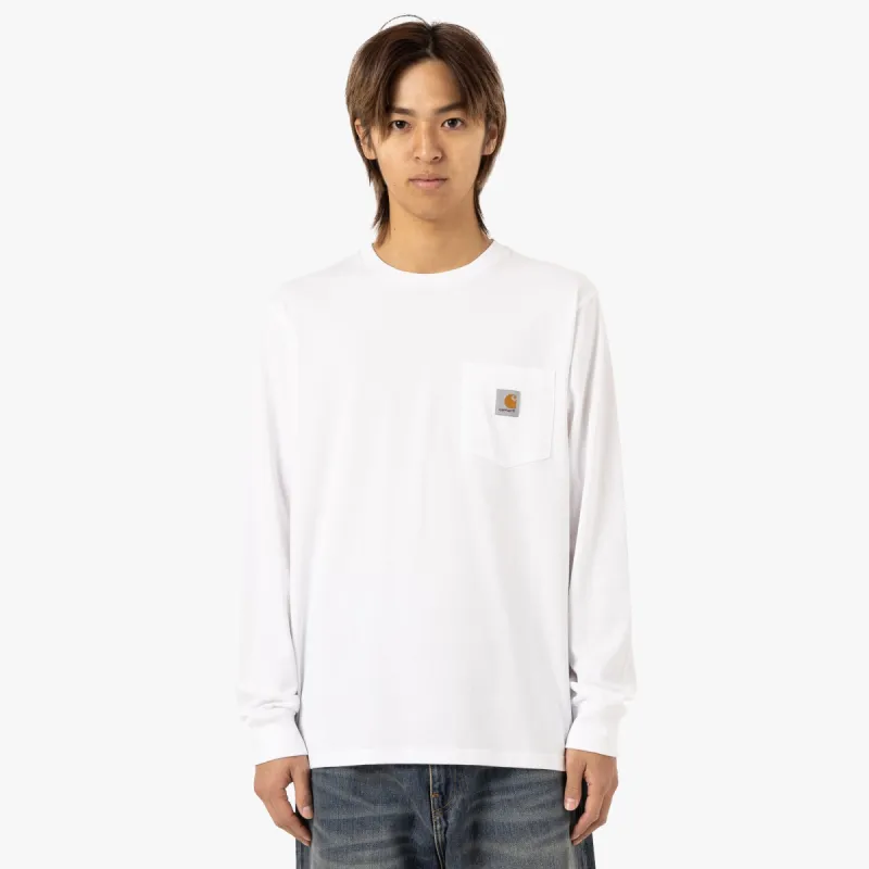 Carhartt WIP L/S Pocket T-Shirt Cotton Single Jersey / White sold by Livestock