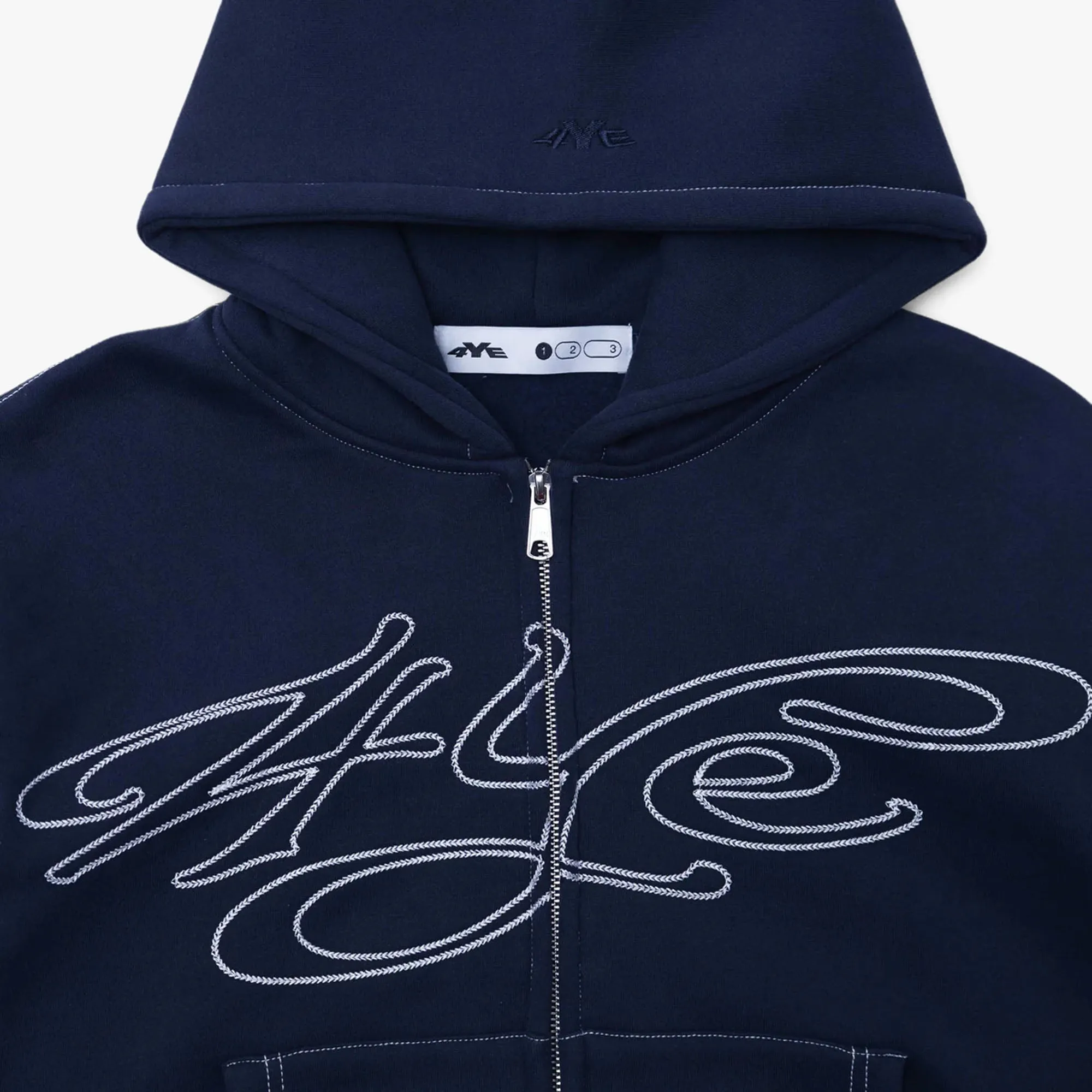 4YE Signature Zip Hoodie Navy / White | Parallel