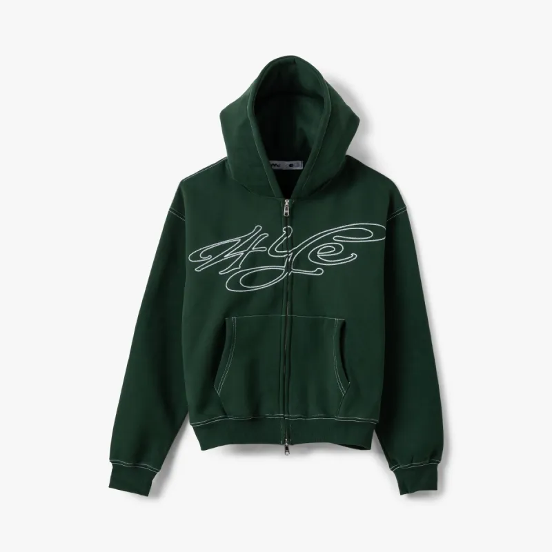 4YE Signature Zip Hoodie / Green / White sold by Livestock