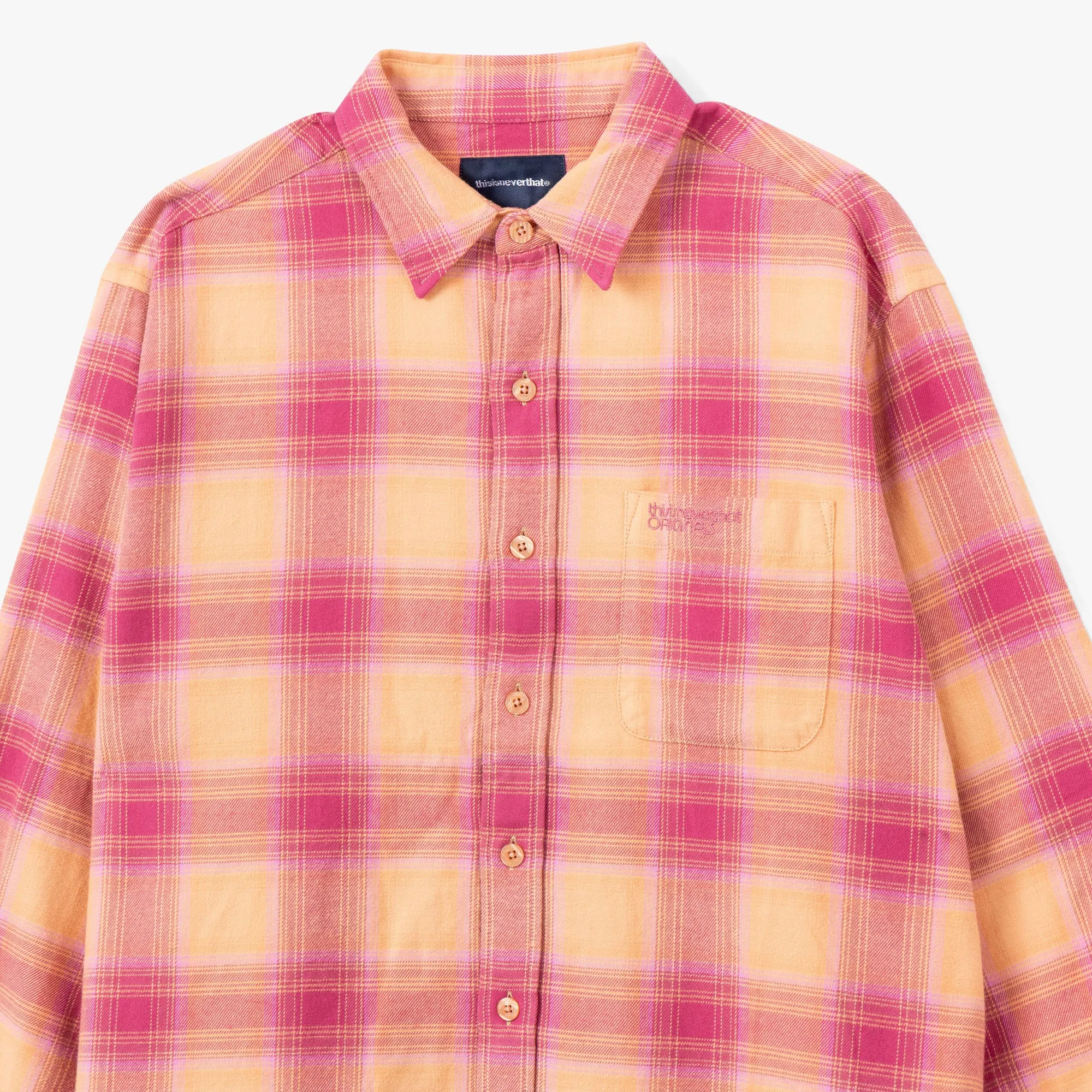 thisisneverthat Shadow Plaid Flannel Shirt / Pink sold by Livestock product image thumbnail 2