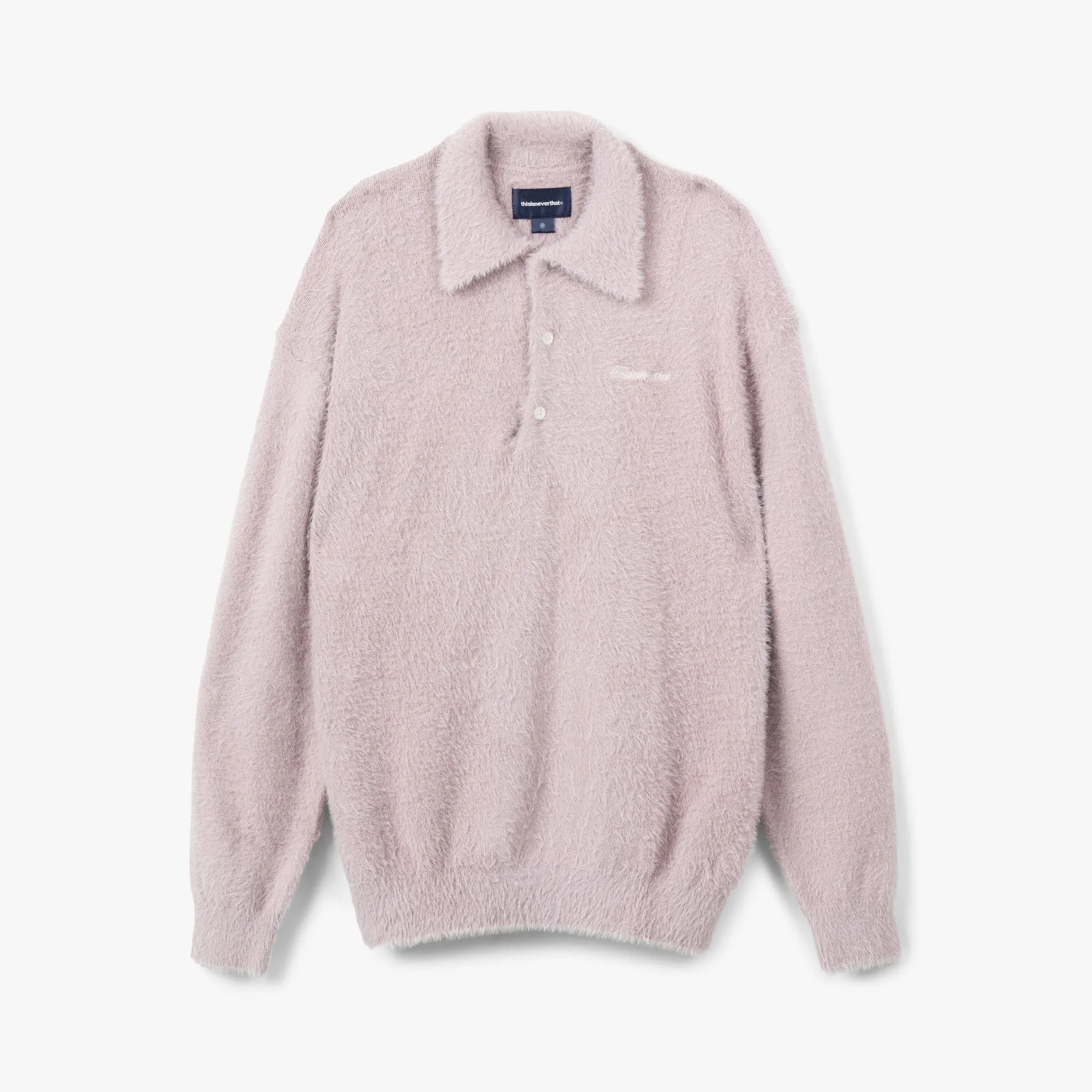 thisisneverthat SCT-Logo Shaggy Knit Polo / Pink sold by Livestock