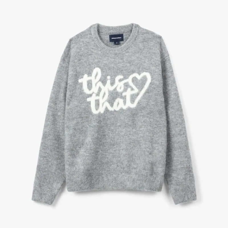 thisisneverthat Heart Logo Knit Sweater / Heather Grey sold by Livestock