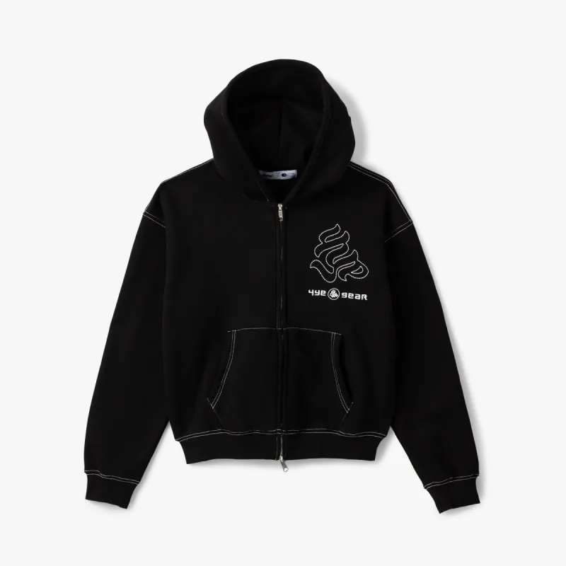ミュージシャン Embossed Logo Cropped Zip Up / Black Women's New York Mets Majestic Threads Black Leopard Cropped