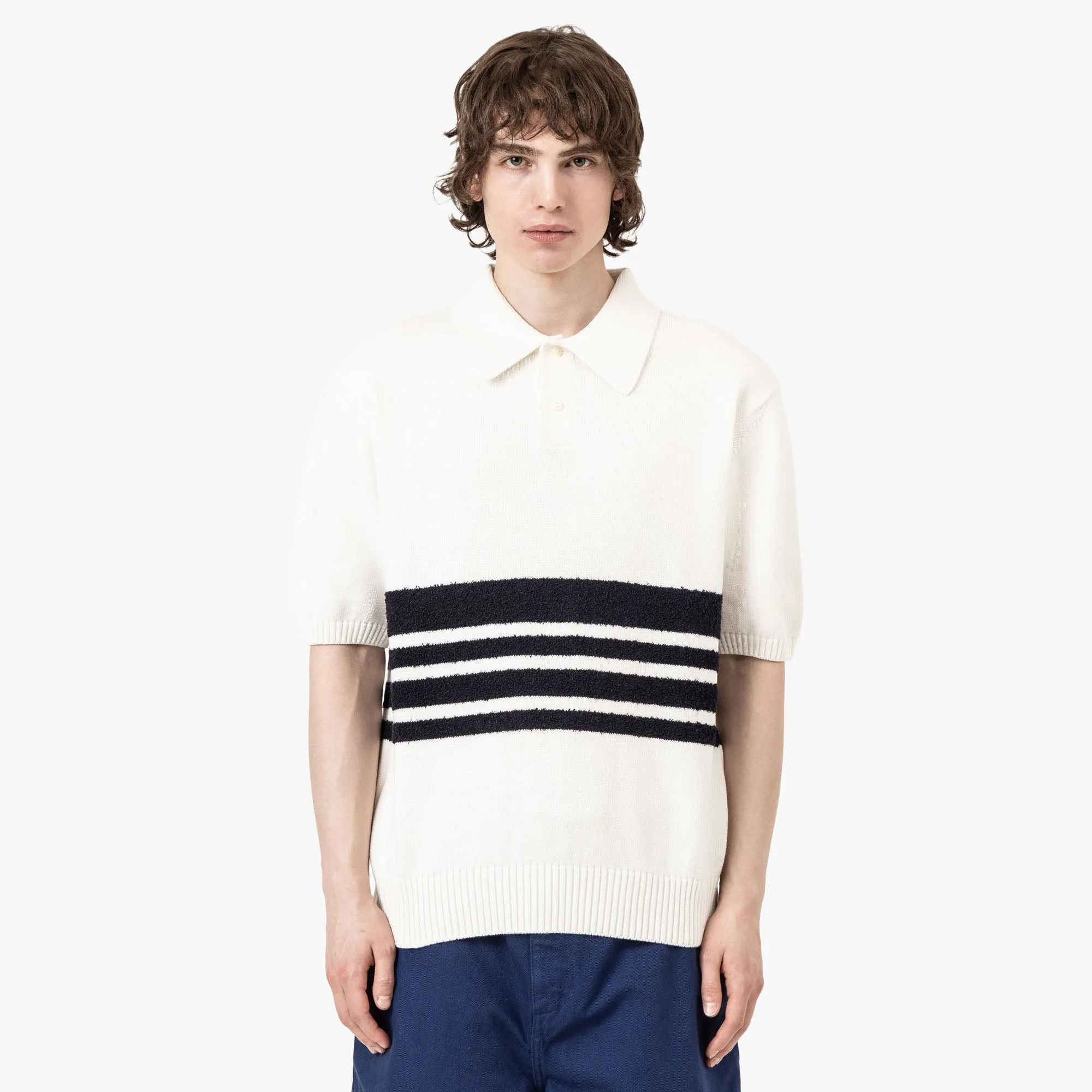 Palmes Panel Knit Polo Off-White sold by Livestock