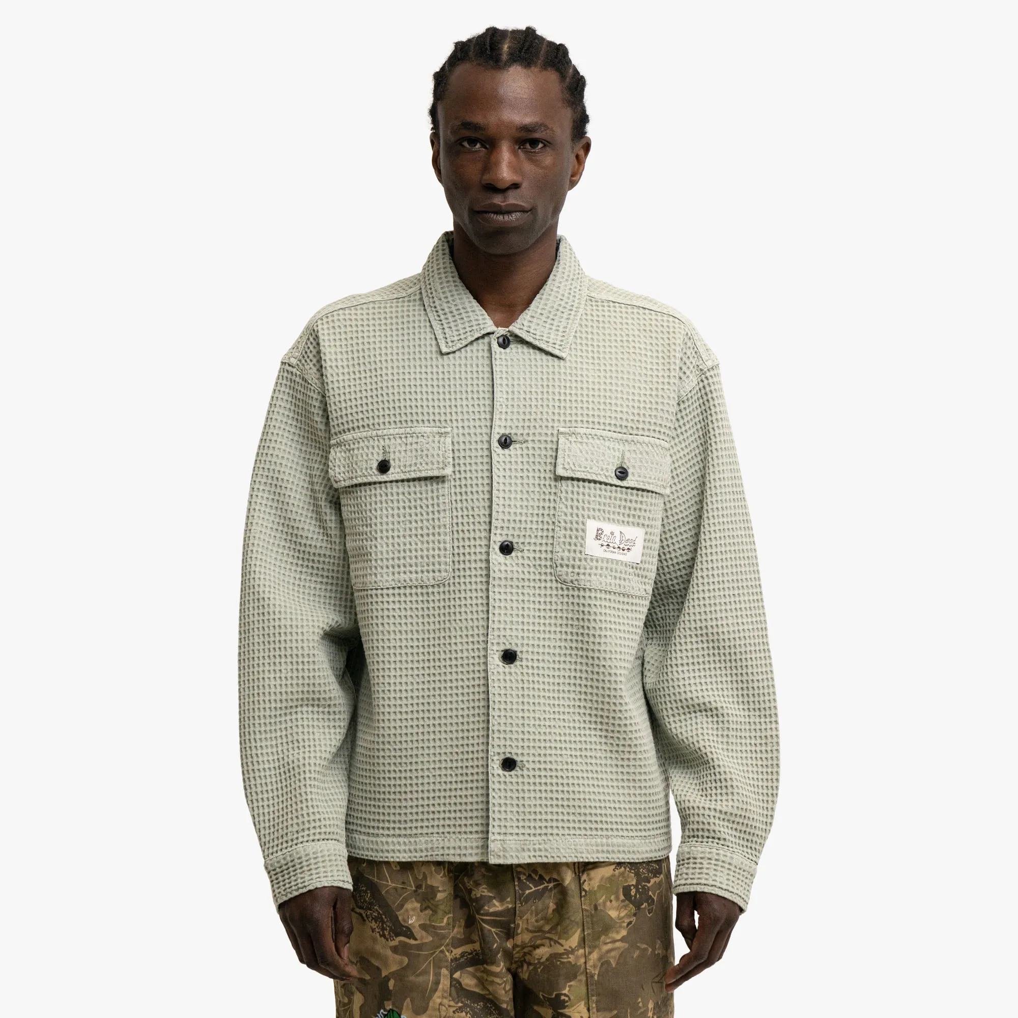 Brain Dead Waffle Button Shirt Stone sold by Livestock
