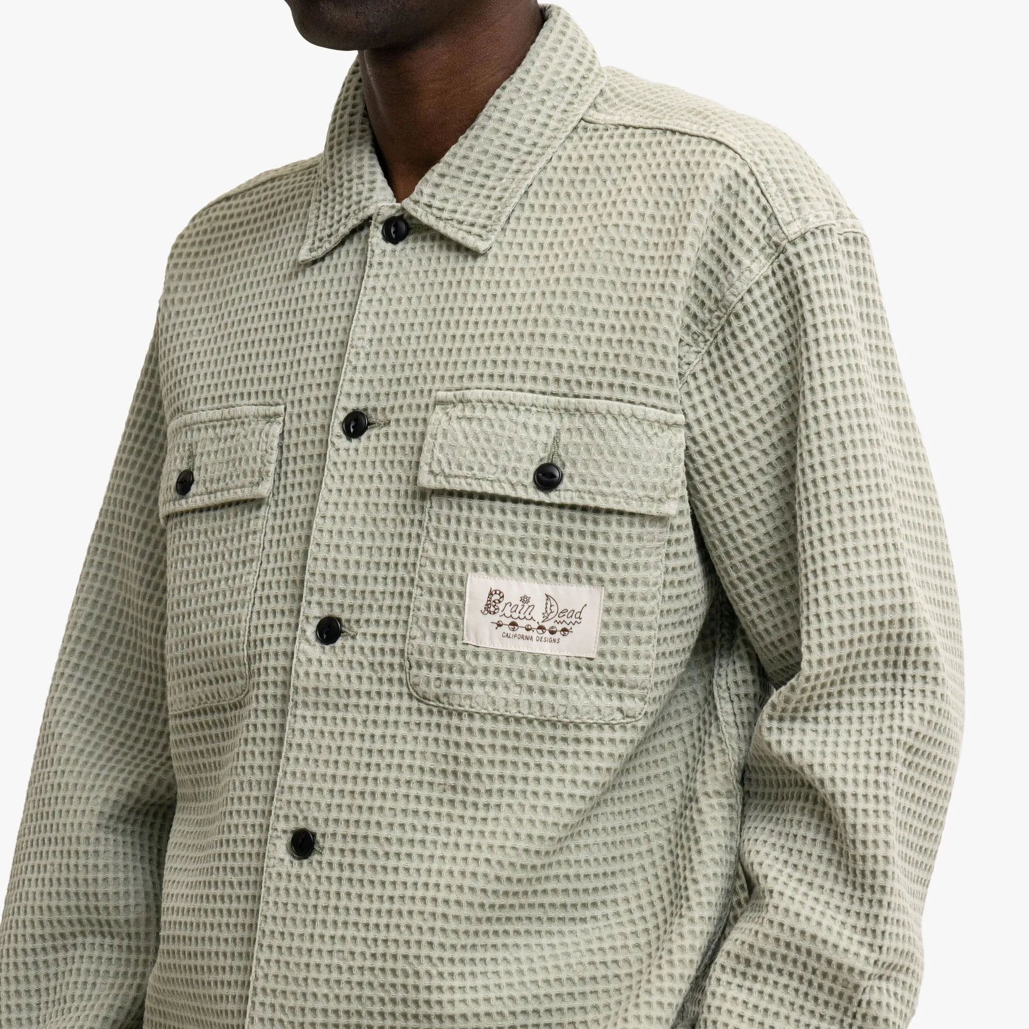 Brain Dead Waffle Button Shirt Stone sold by Livestock product image thumbnail 4