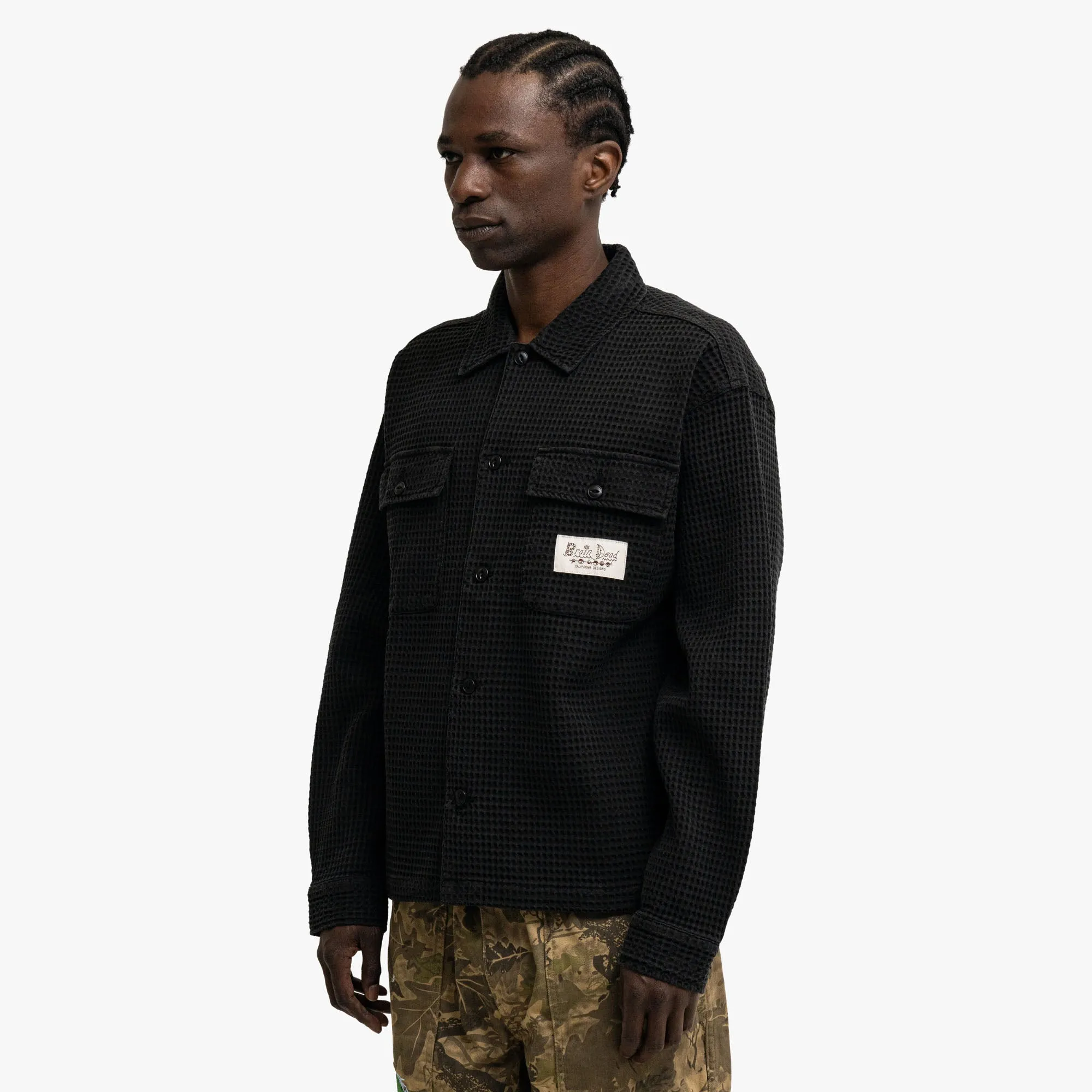 Brain Dead Waffle Button Shirt Black sold by Livestock product image thumbnail 2