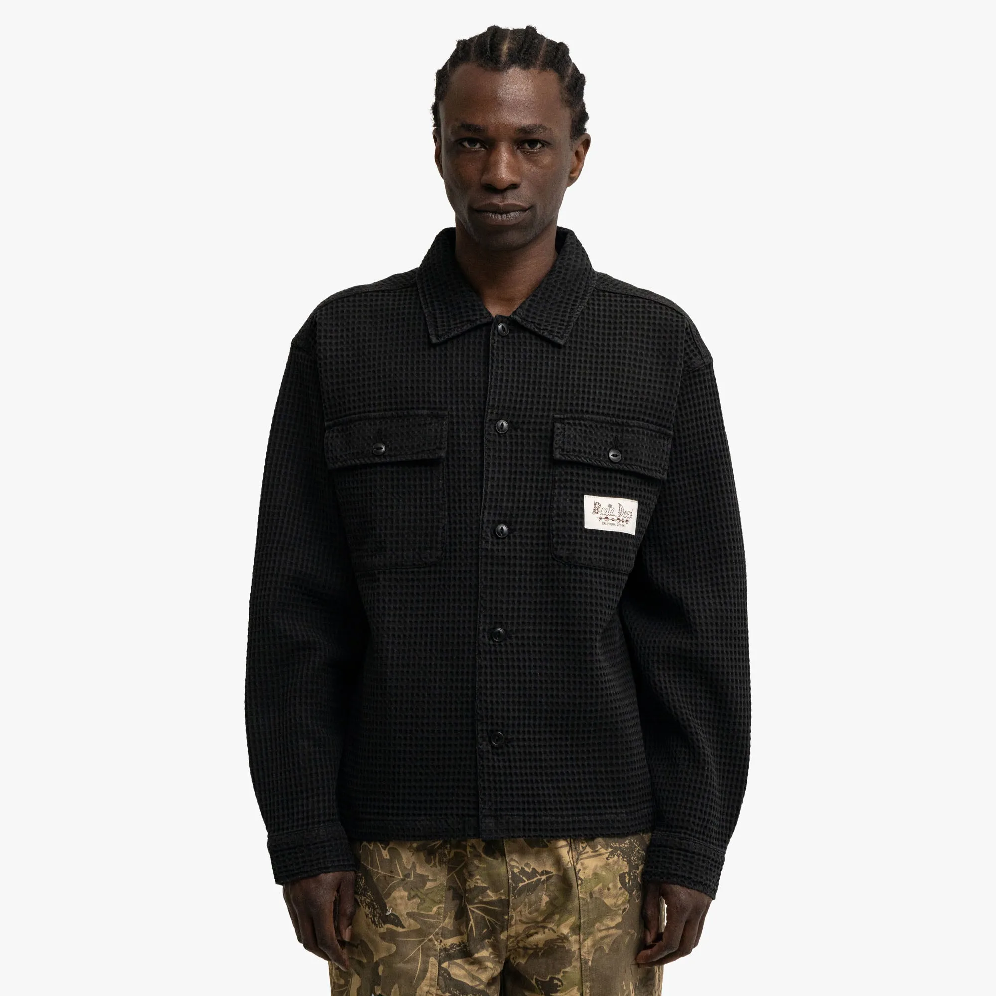 Brain Dead Waffle Button Shirt Black sold by Livestock