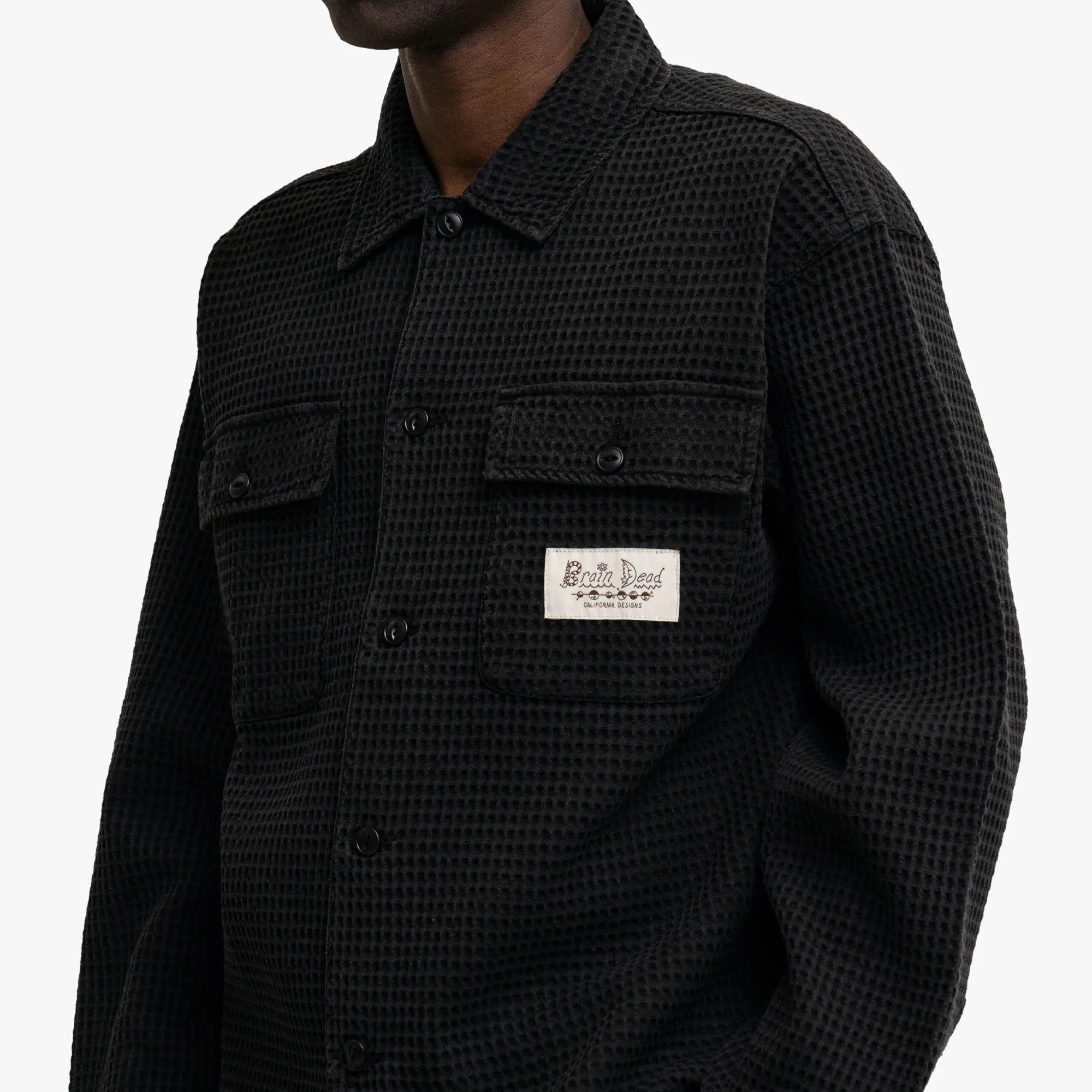 Brain Dead Waffle Button Shirt Black sold by Livestock product image thumbnail 4
