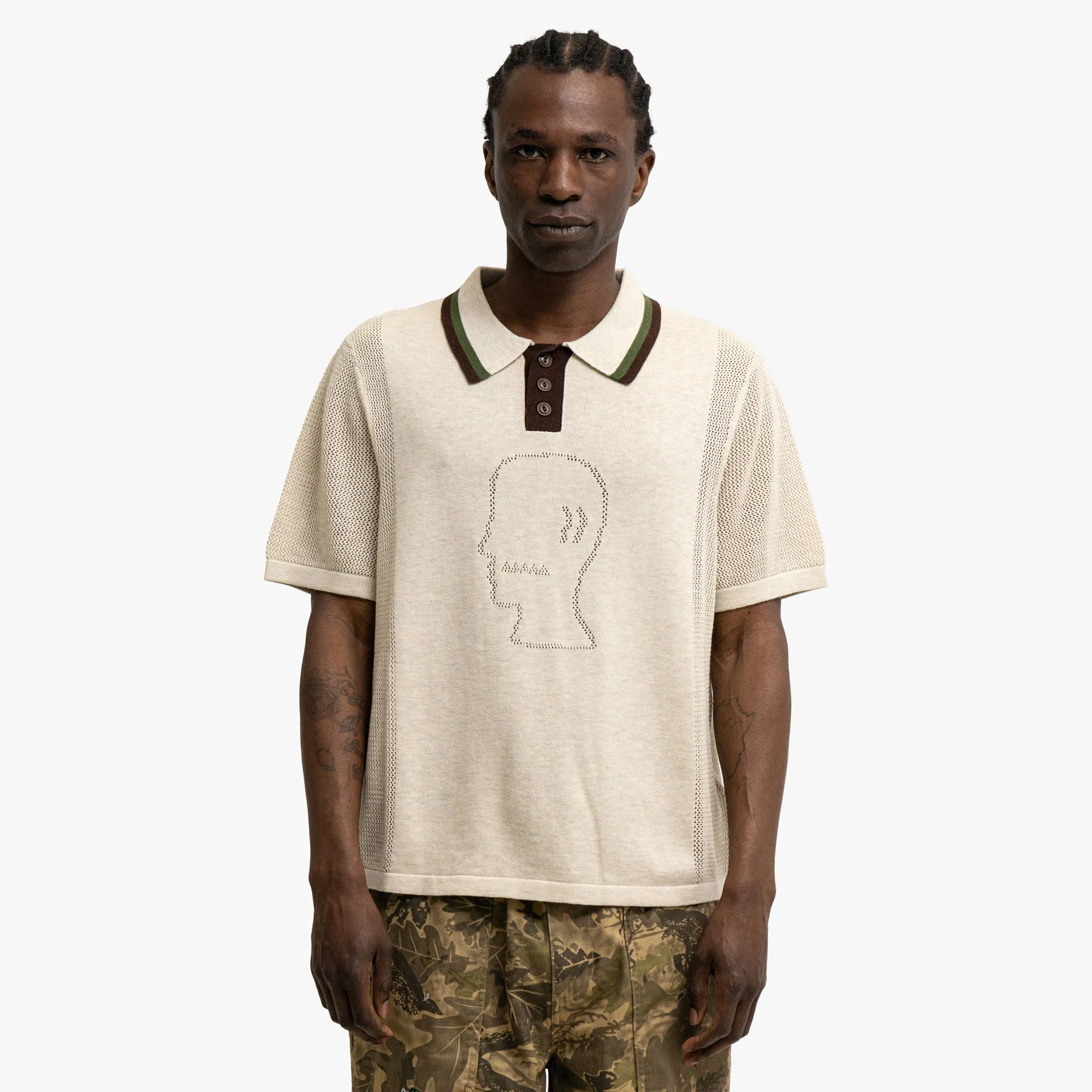 Brain Dead Logo Head Polo Natural sold by Livestock