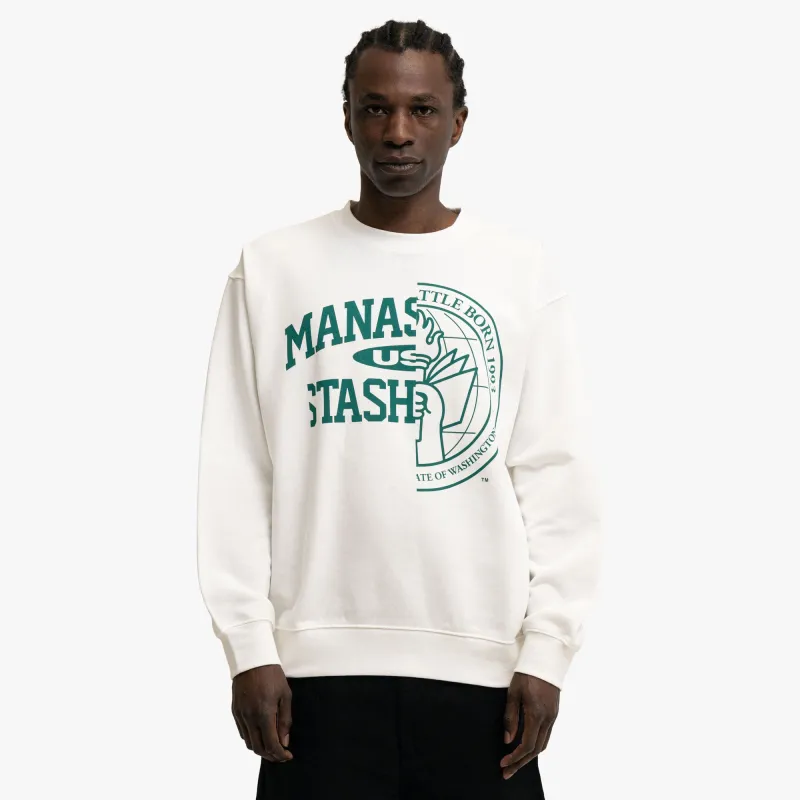 Manastash Collegiate Crewneck White sold by Livestock