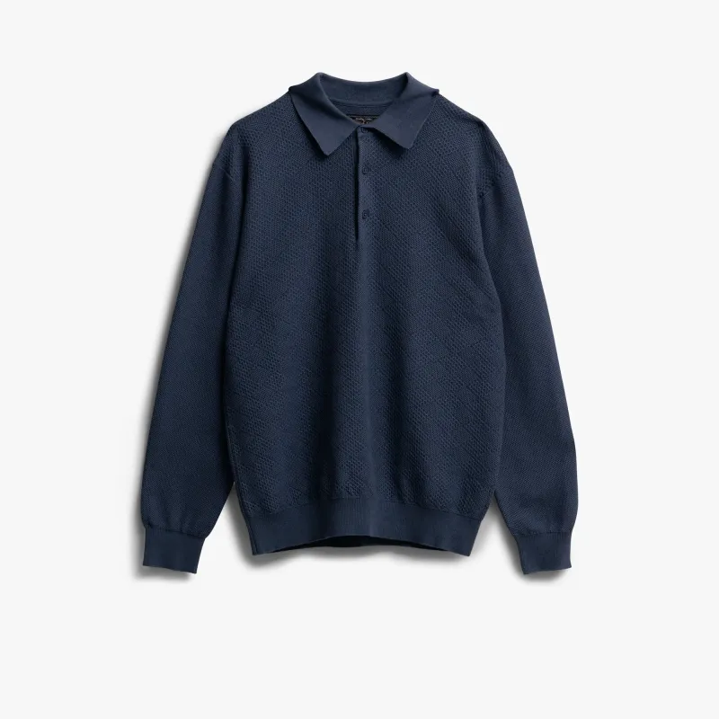 BEAMS PLUS Knit Polo Diamond Blue sold by Livestock