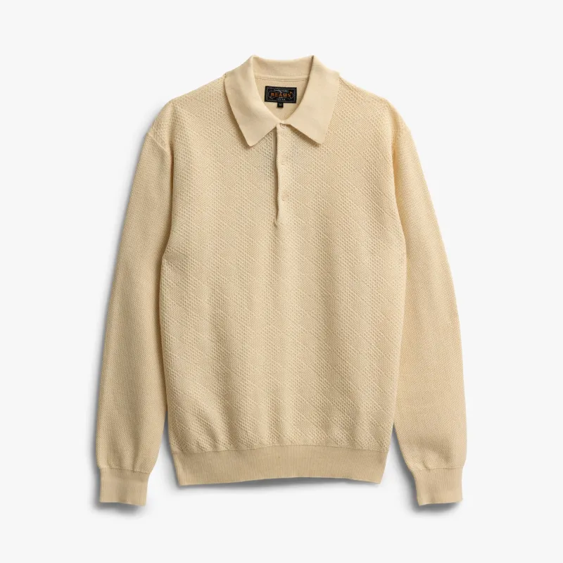BEAMS PLUS Knit Polo Diamond Off White sold by Livestock