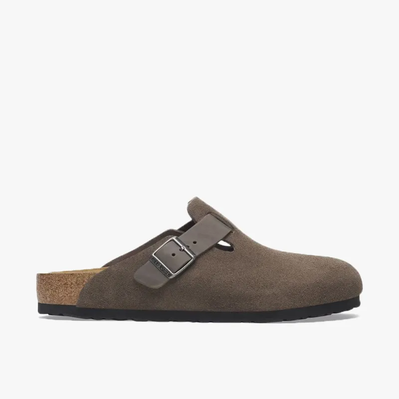 Birkenstock Boston Suede Concrete Grey / Oiled Leather sold by Livestock