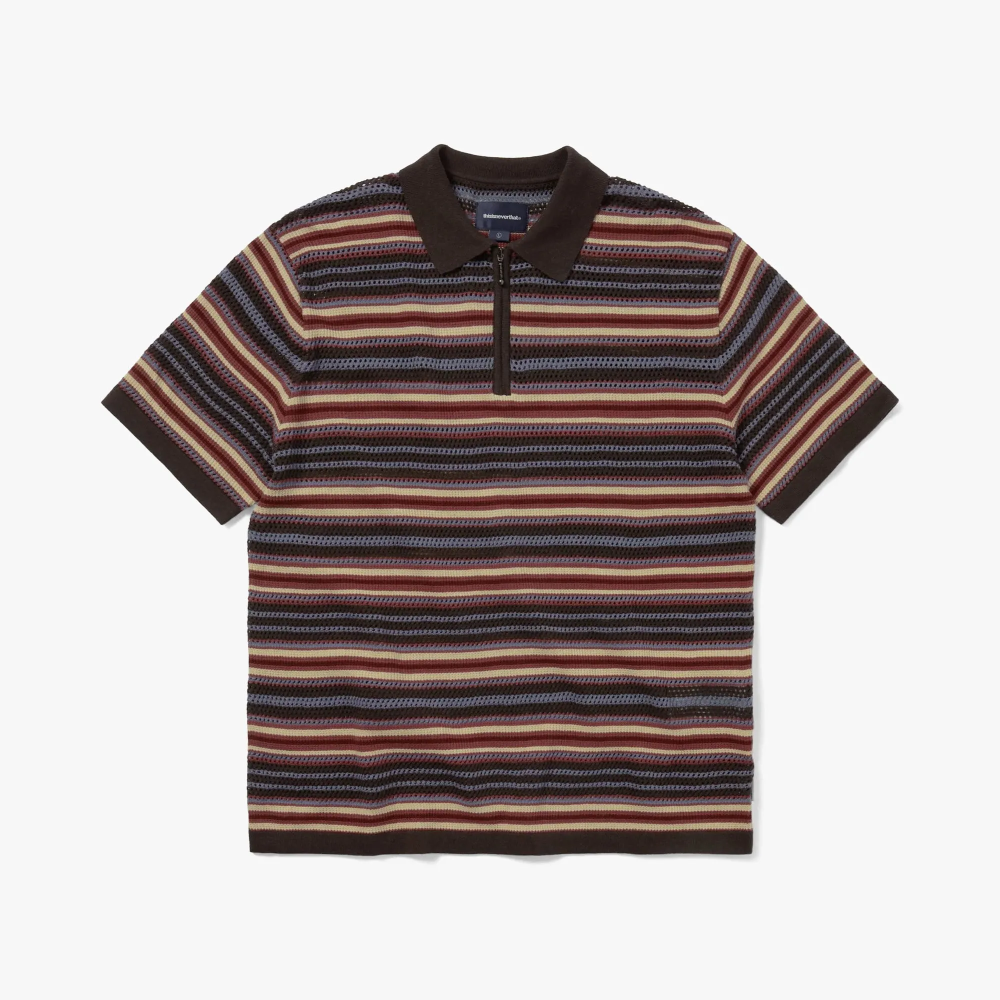 Thisisneverthat Strip Knit Polo Red sold by Livestock