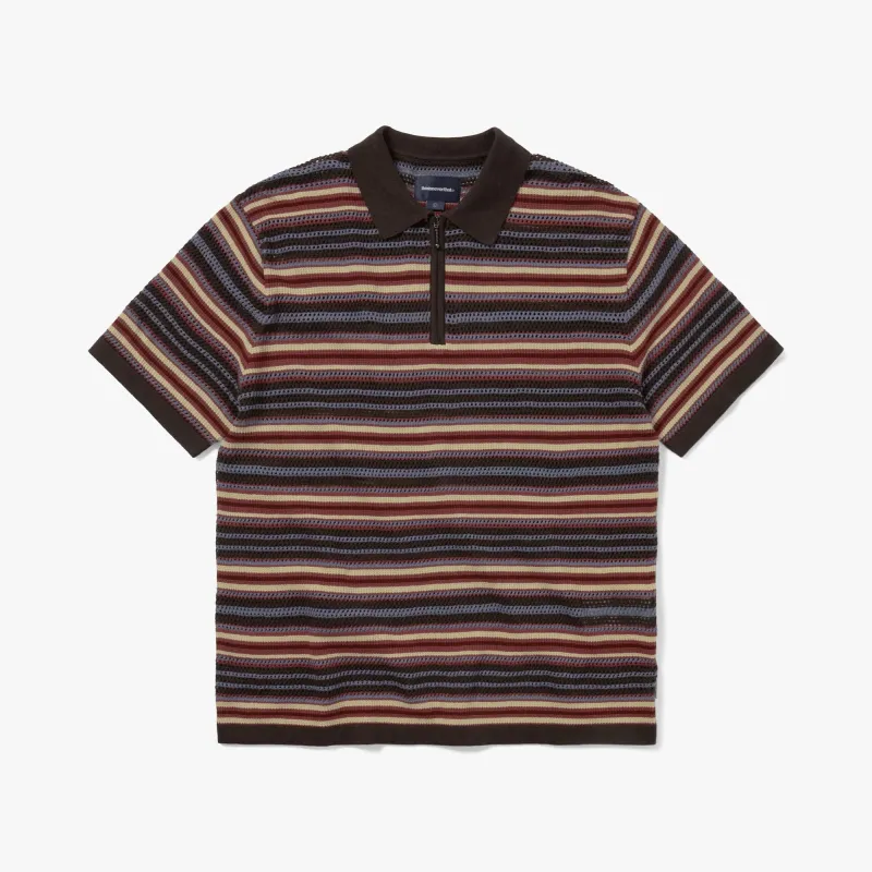 thisisneverthat Striped Knit Polo Red sold by Livestock