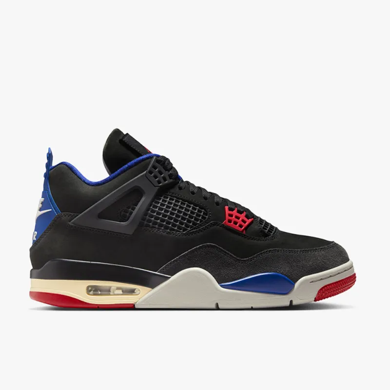 Jordan 4 Retro Black / Fire Red - Deep Royal Blue sold by Livestock