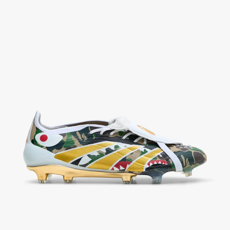 adidas x BAPE Predator Elite FT Firm Ground Hemp / Gold Metallic - Cloud White sold by Livestock