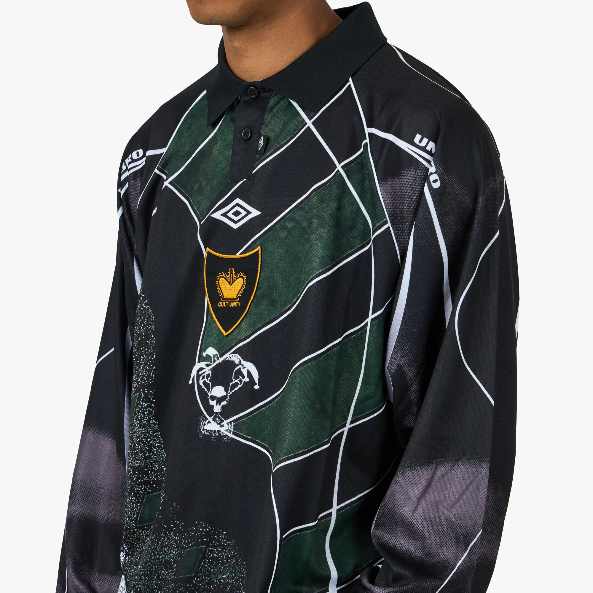 Umbro 95/96 Longsleeve Polo Dark Green / Black sold by Livestock product image thumbnail 4