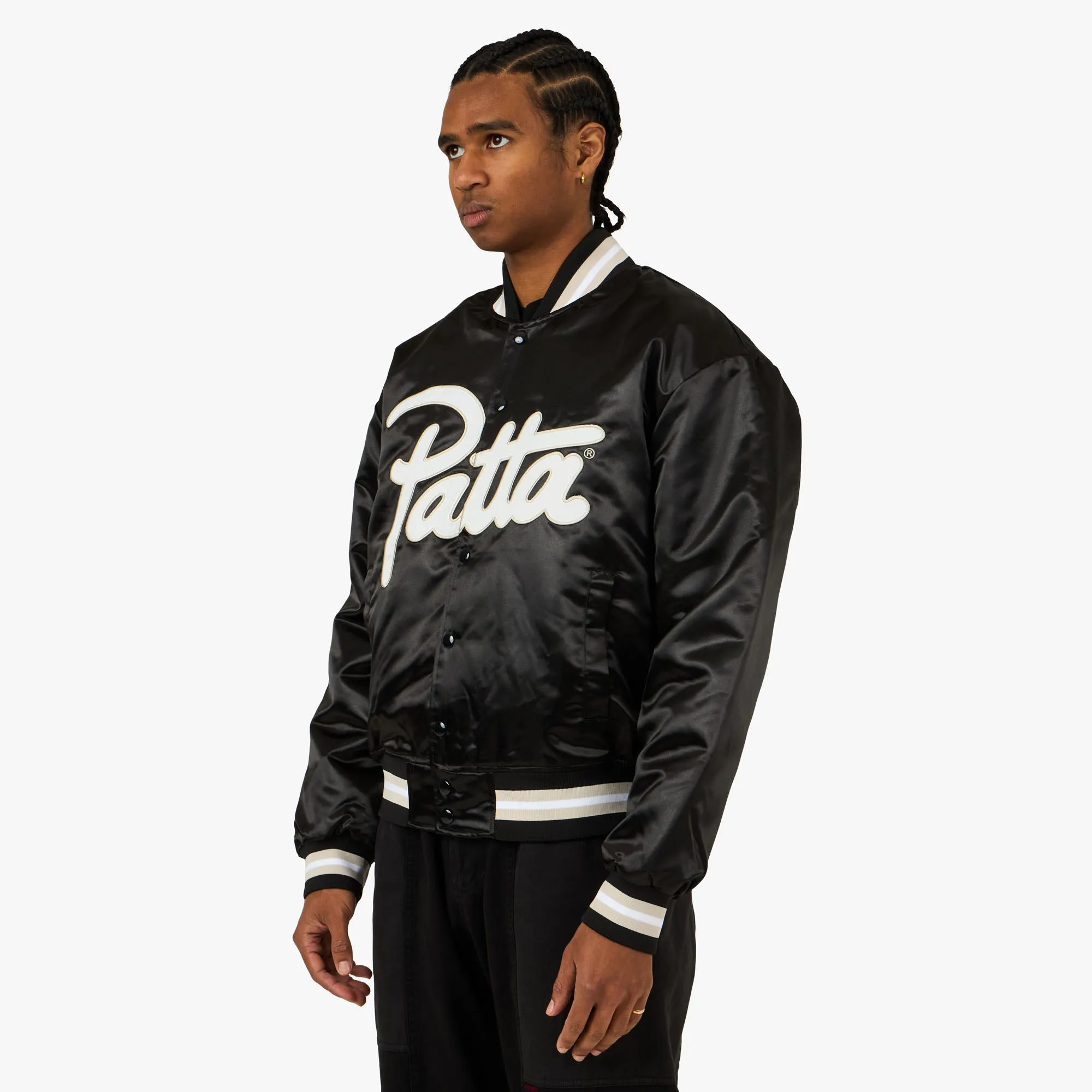 Patta Script Logo Satin Varsity Jacket Black sold by Livestock product image thumbnail 3