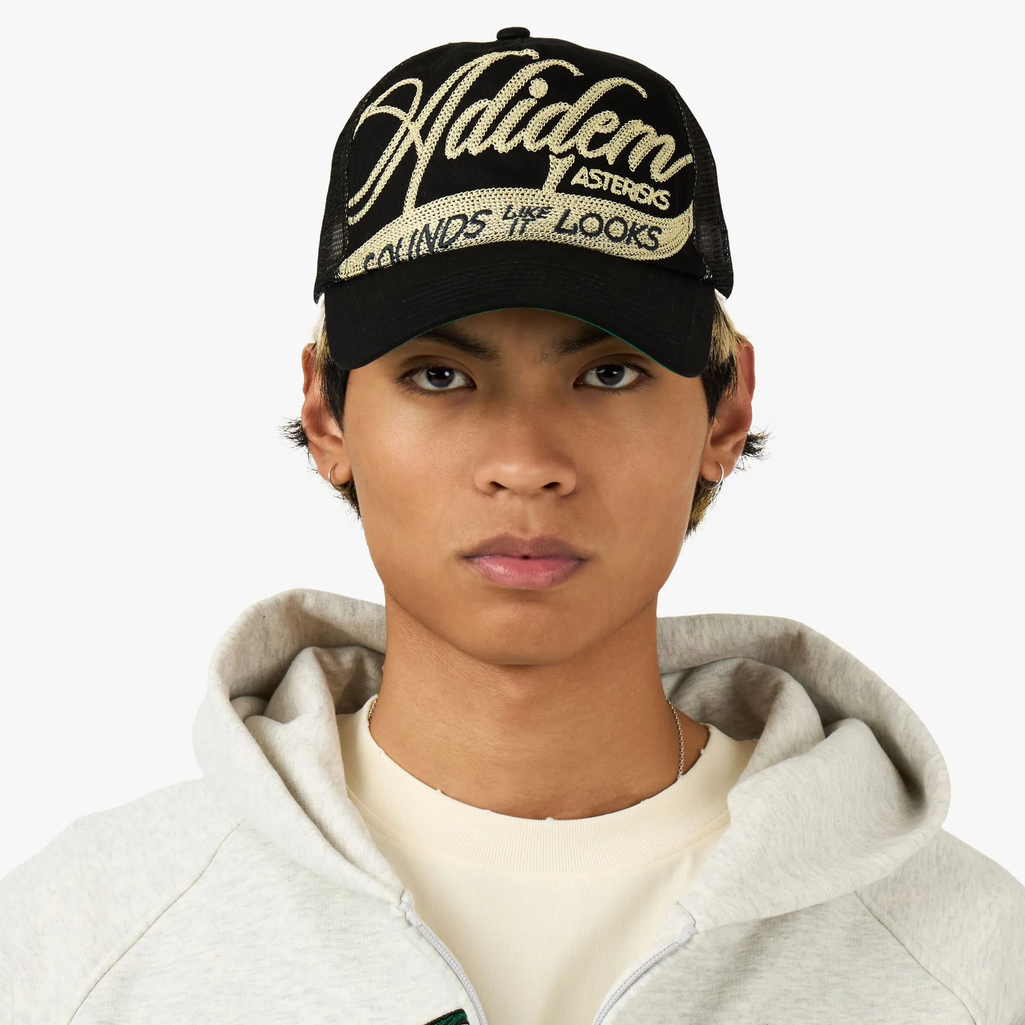 Adidem Asterisks Sounds Cursive Trucker Black sold by Livestock