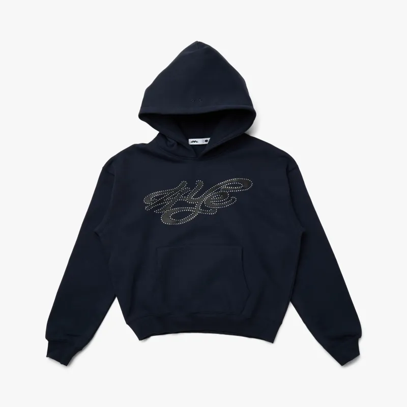 4YE Signature Rhinestone Hoodie Navy sold by Livestock