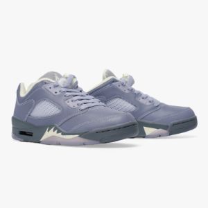 Jordan Women's 5 Retro Low Indigo Haze / Fire Red - Metallic Silver sold by Livestock