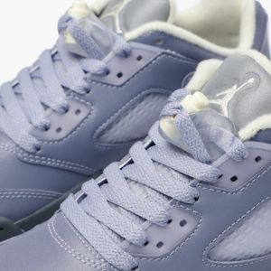 Jordan Women's 5 Retro Low Indigo Haze / Fire Red - Metallic Silver sold by Livestock