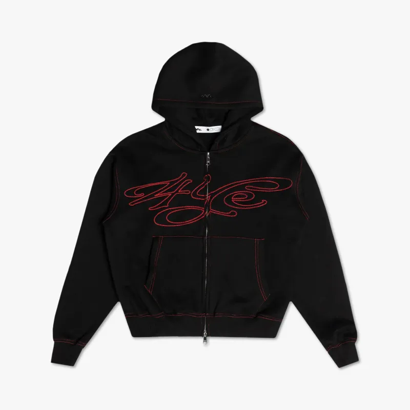 4YE Signature Zip Hoodie Forrest Black / Red made by Livestock