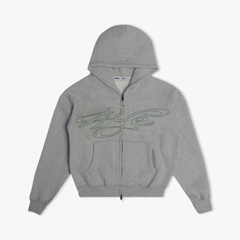 4YE Signature Zip Hoodie Medium Grey / Forrest Green made by Livestock