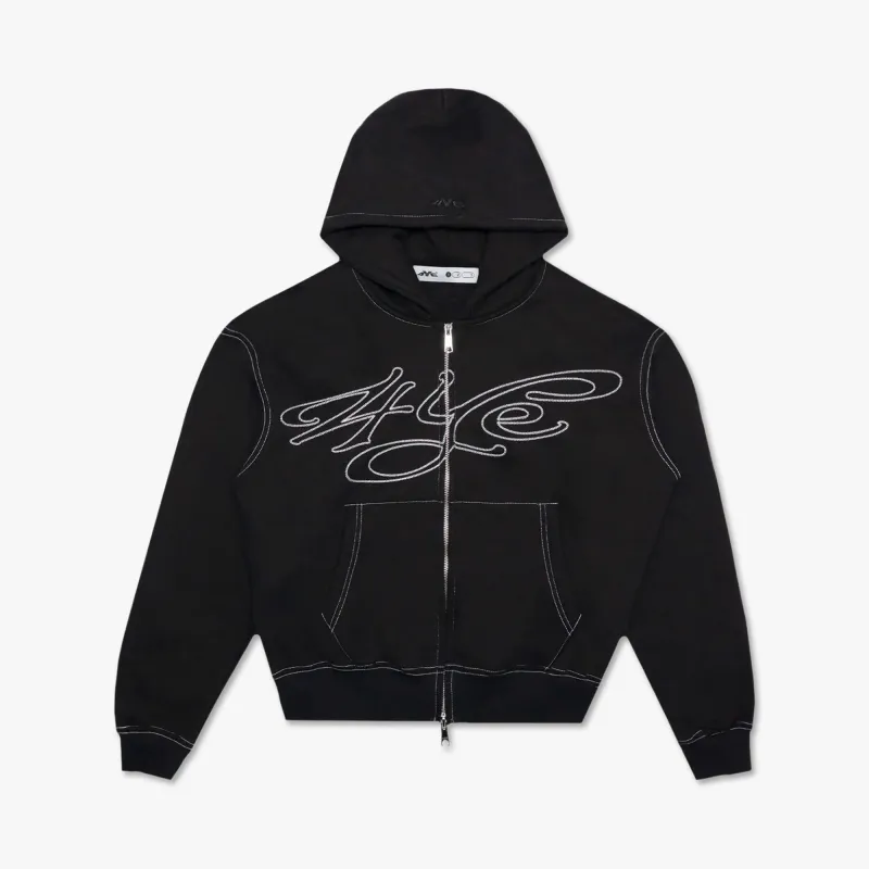 4YE Signature Zip Hoodie Black/White made by Livestock