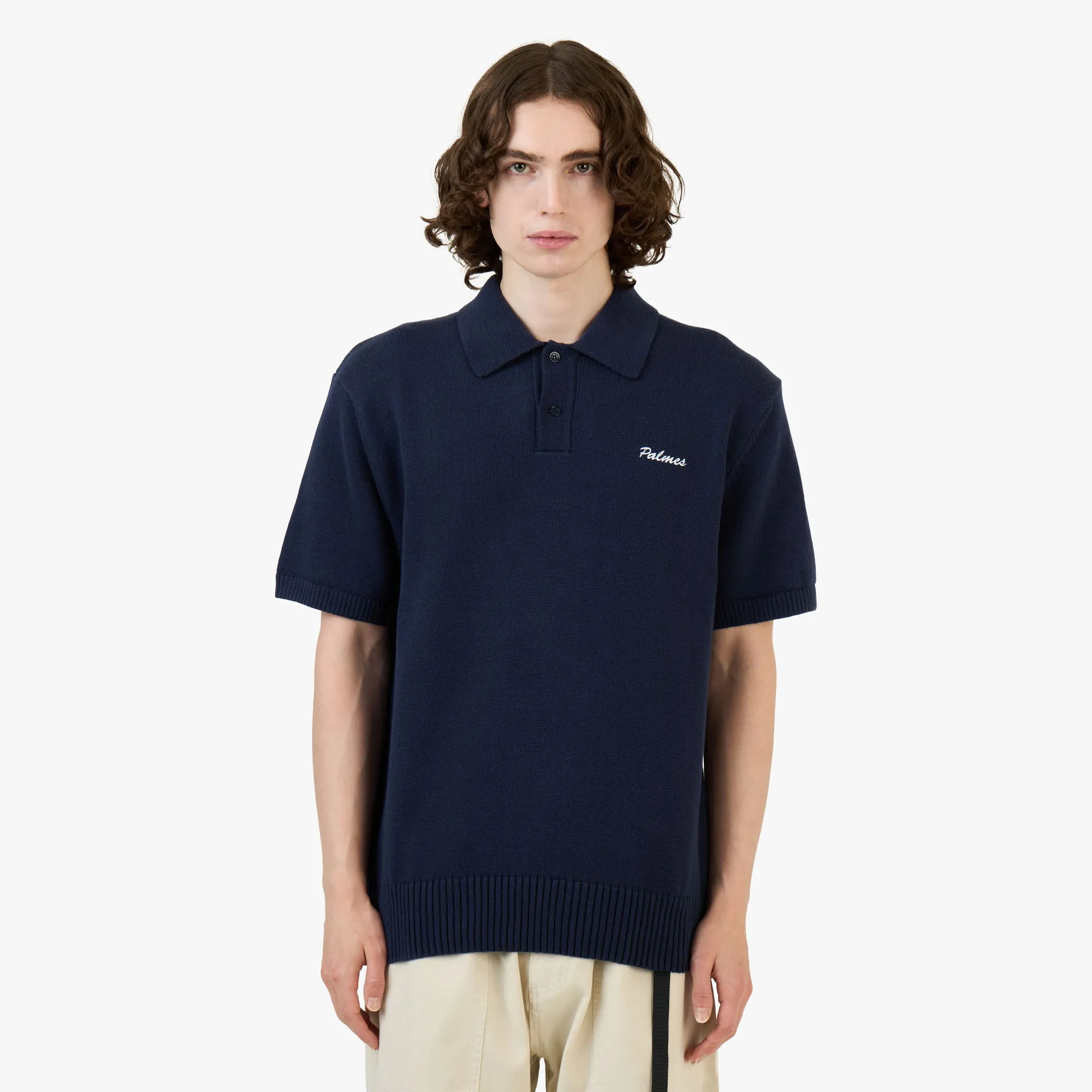 Palmes Cotton Knit Polo / Navy sold by Livestock