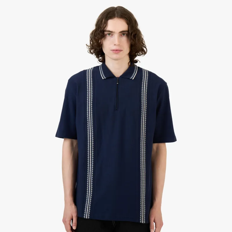 Palmes Panel Zip Polo / Navy made by Palmes