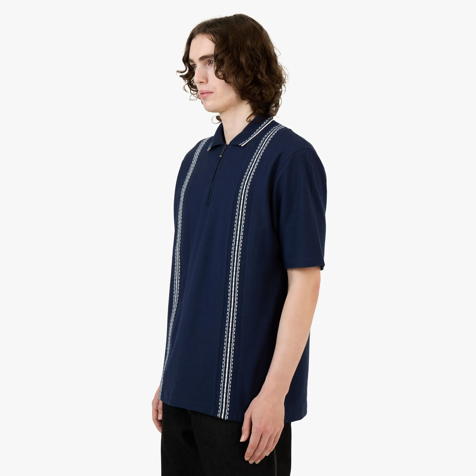 Palmes Panel Zip Polo / Navy sold by Livestock product image thumbnail 2