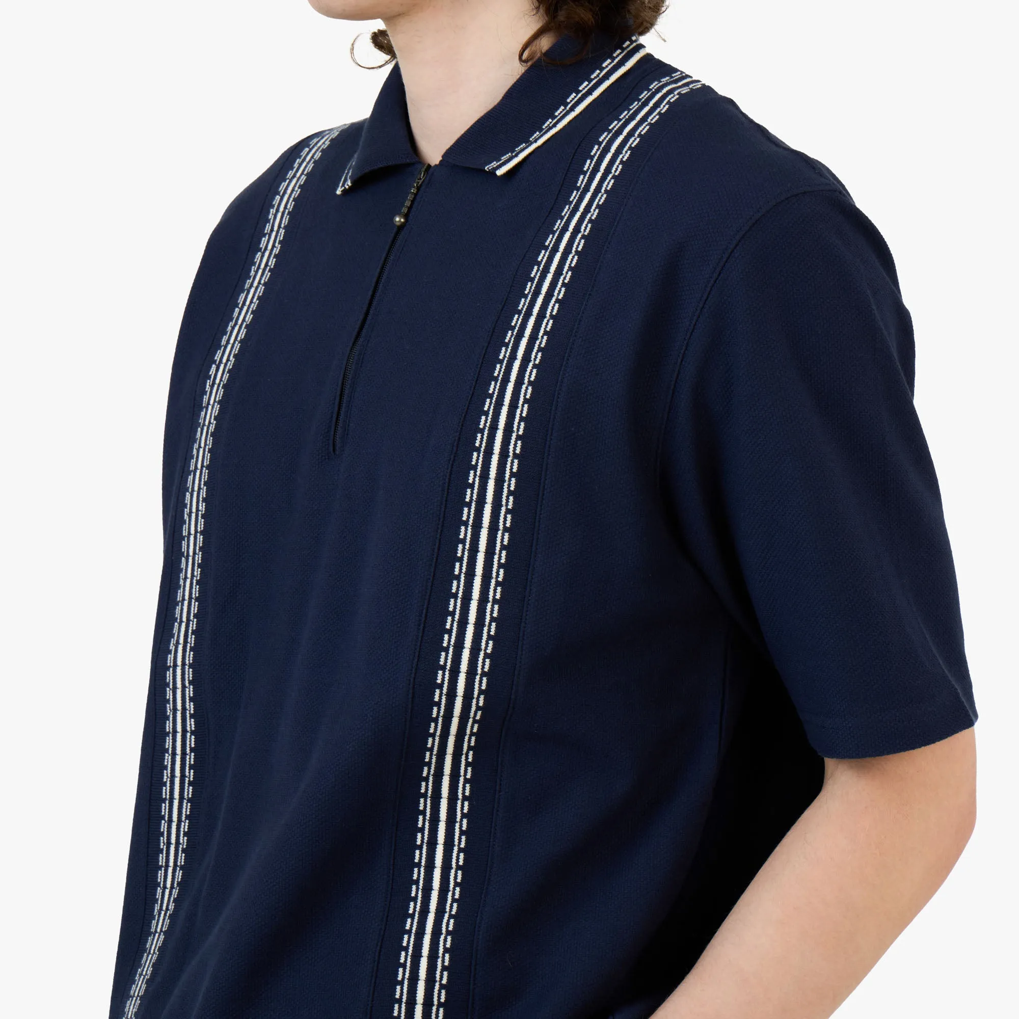 Palmes Panel Zip Polo / Navy sold by Livestock product image thumbnail 4