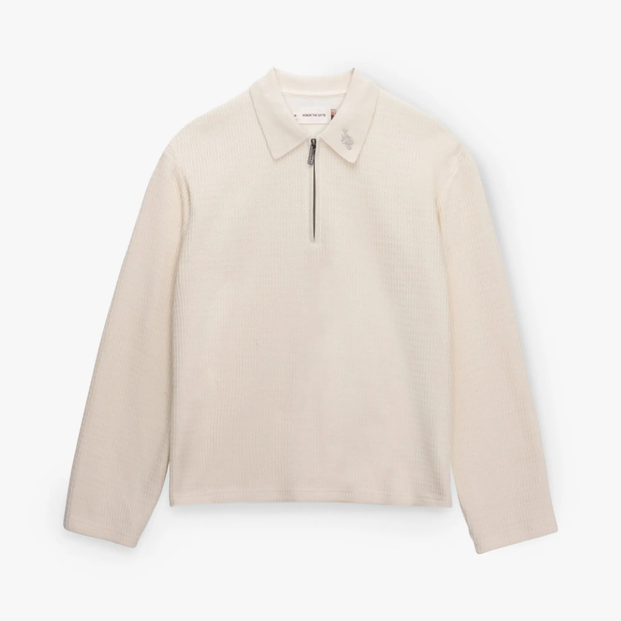 Honor The Gift Wavy Knit Longsleeve Polo / Bone sold by Livestock