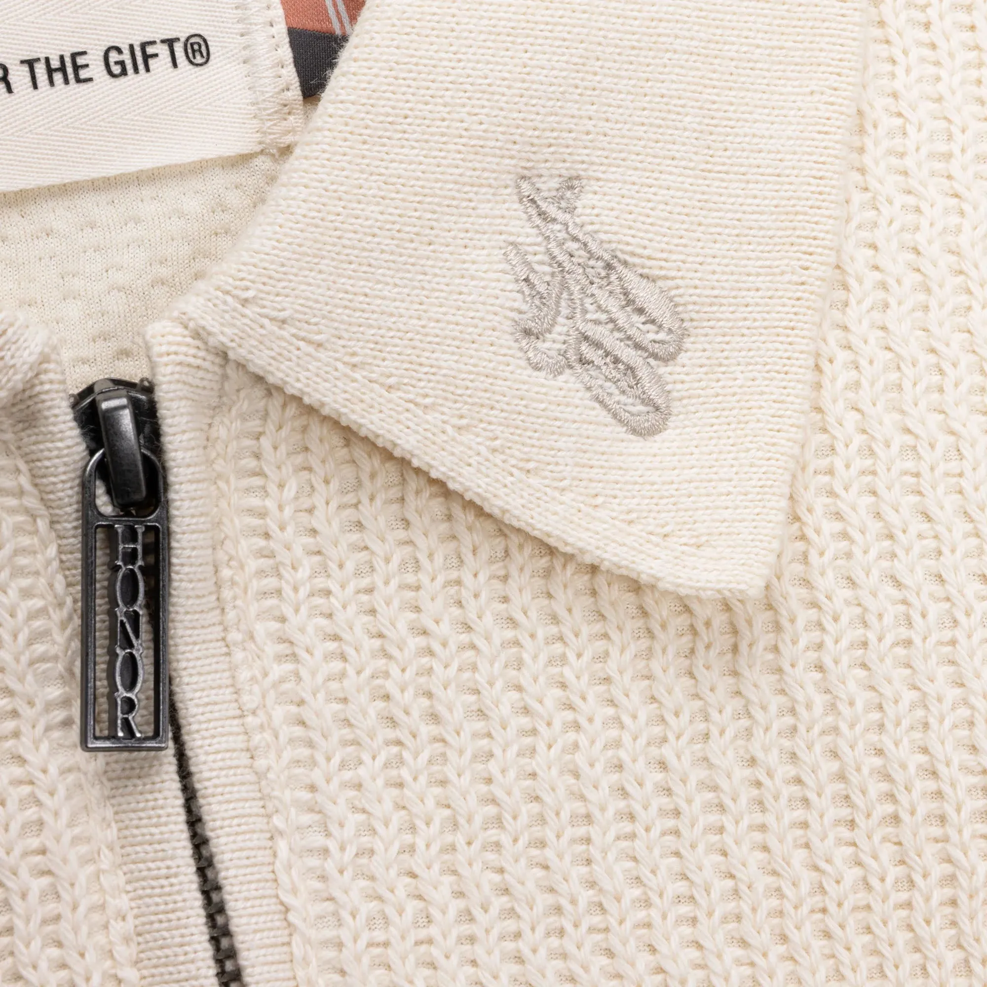Honor The Gift Wavy Knit Longsleeve Polo / Bone sold by Livestock product image thumbnail 3