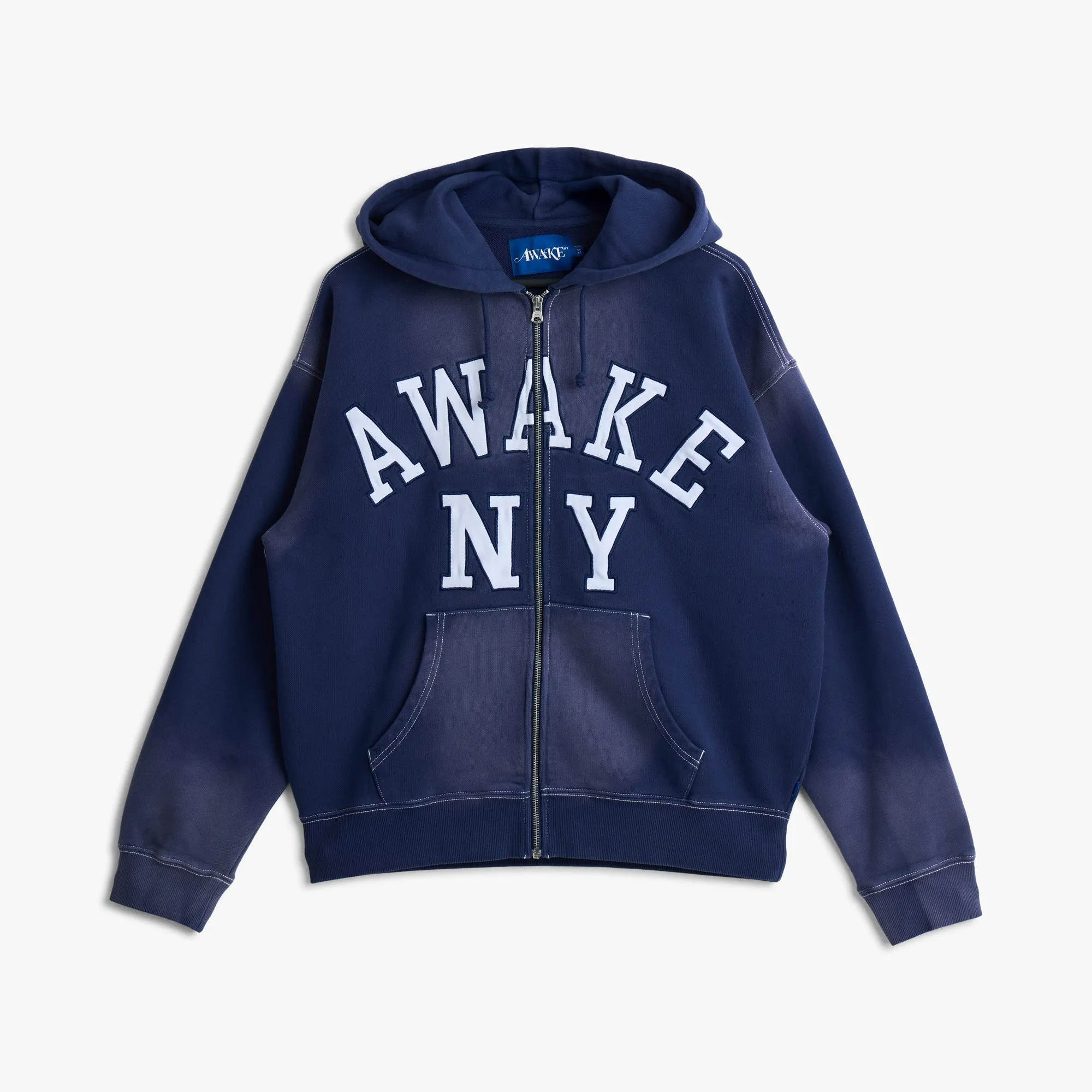 Awake Collegiate Arch Zip Hoodie / Navy sold by Livestock