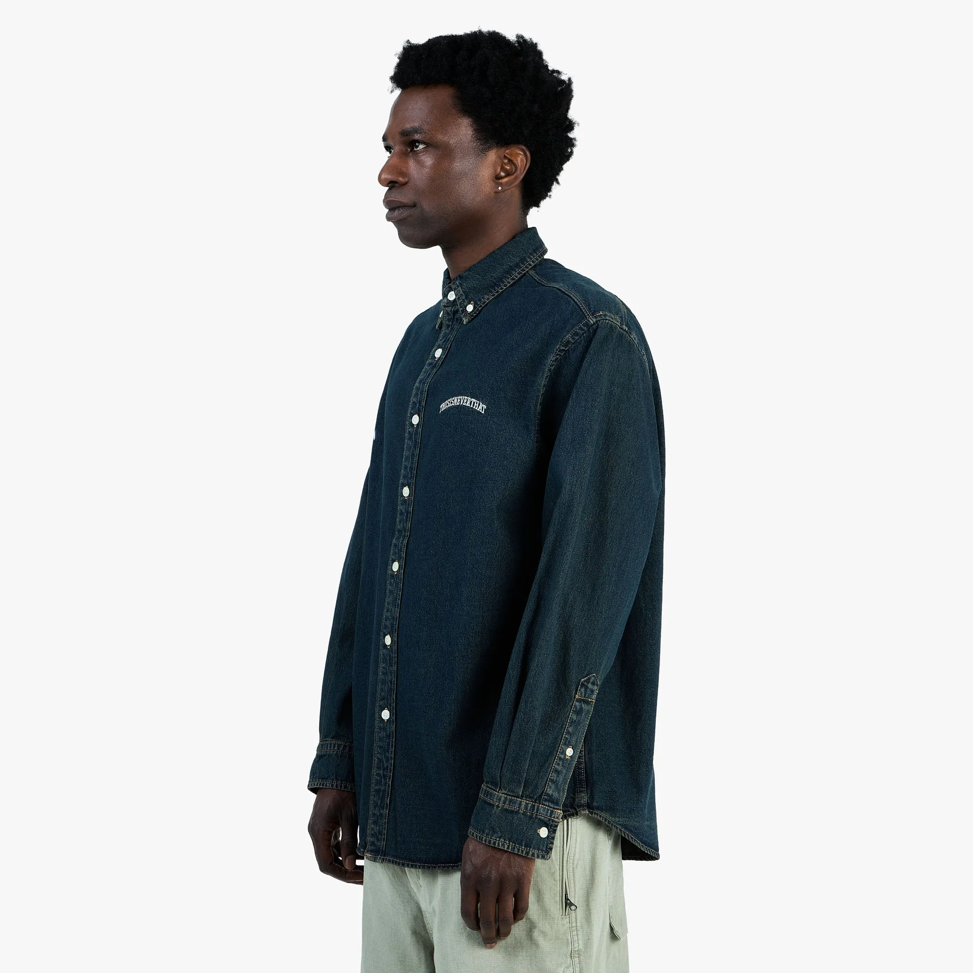 thisisneverthat Washed Denim Shirt Dusty Mud sold by Livestock product image thumbnail 2