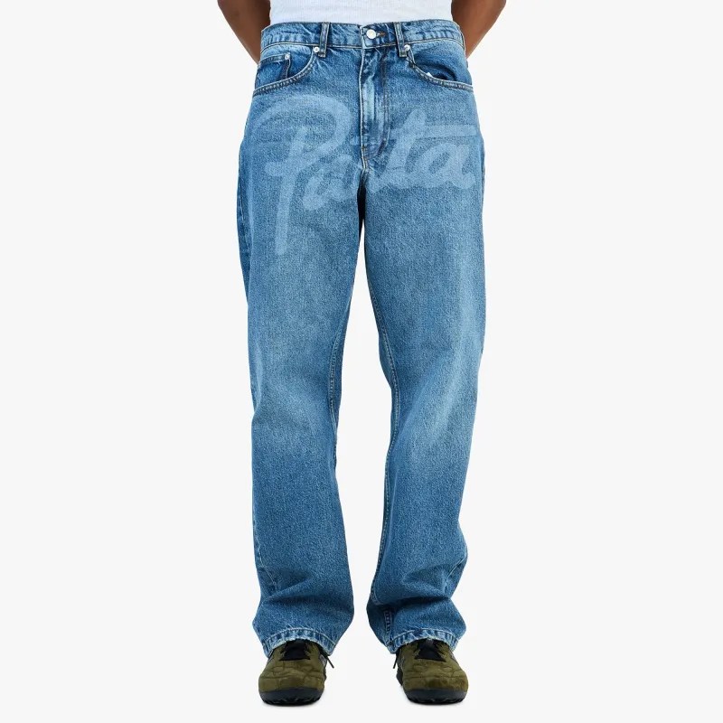 Patta Laserprint Whiskers Denim Pants / Light Blue Denim made by Patta