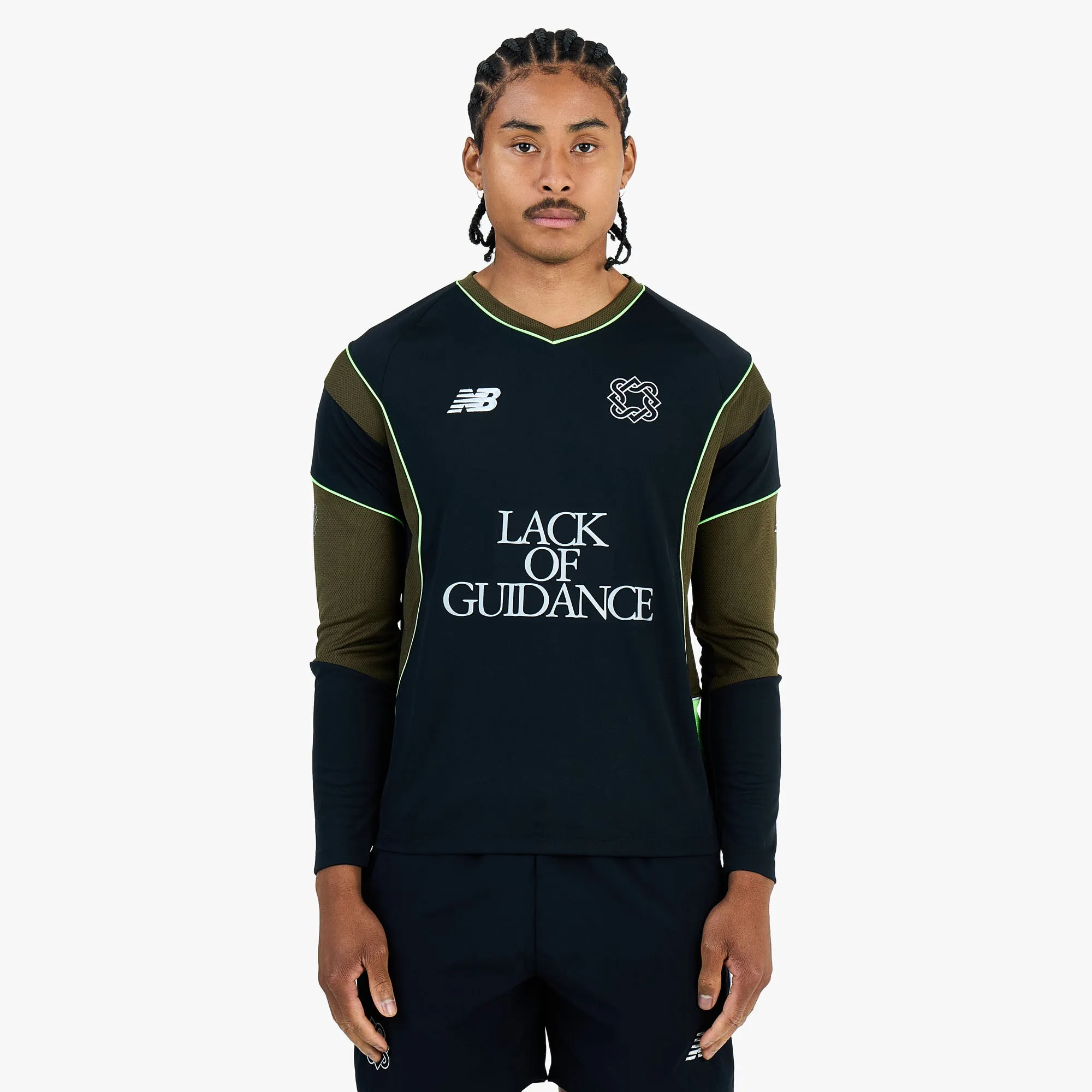 New Balance x Lack of Guidance Longsleeve Jersey Dark Military Green / Black - Neon sold by Livestock
