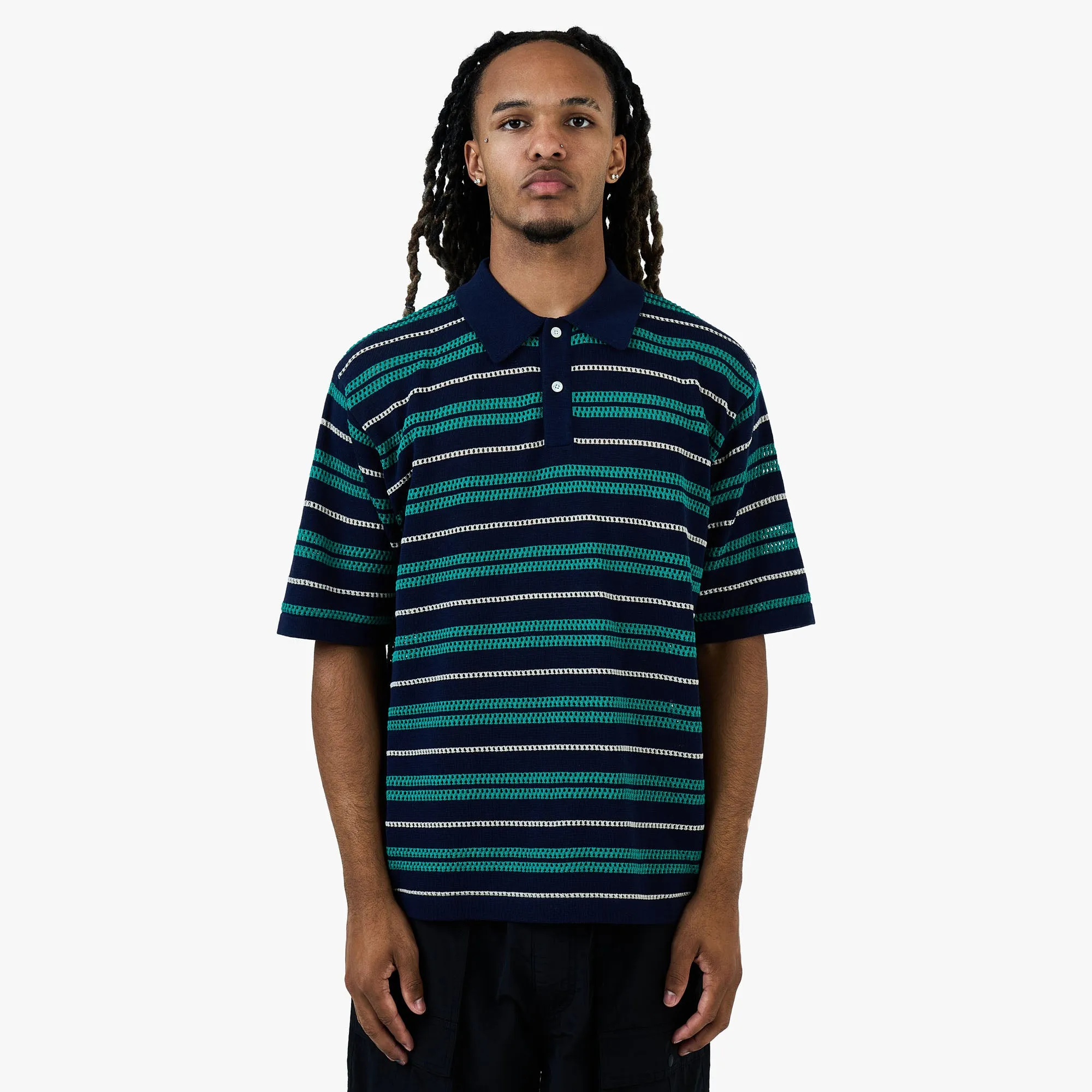 BEAMS 12 Gauge Mesh Polo Shirt / Navy sold by Livestock