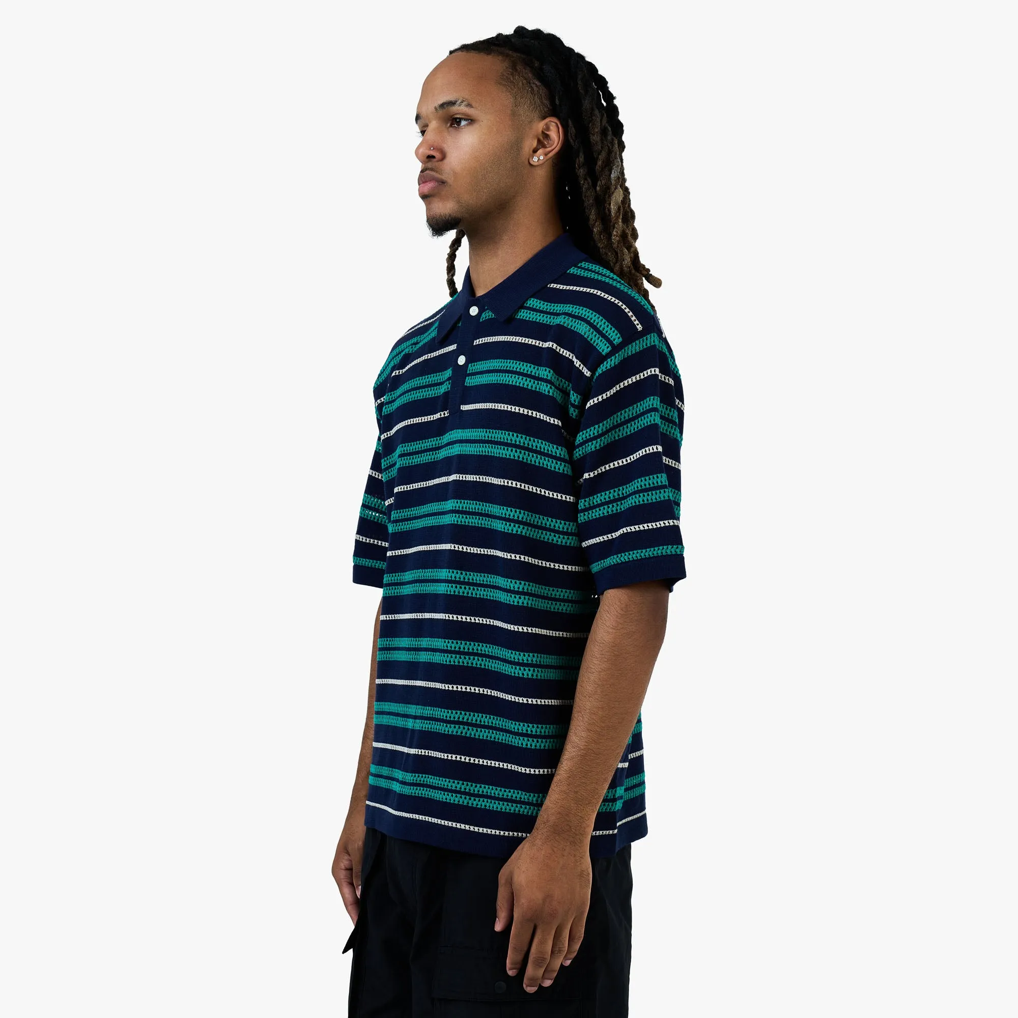 BEAMS 12 Gauge Mesh Polo Shirt / Navy sold by Livestock product image thumbnail 2