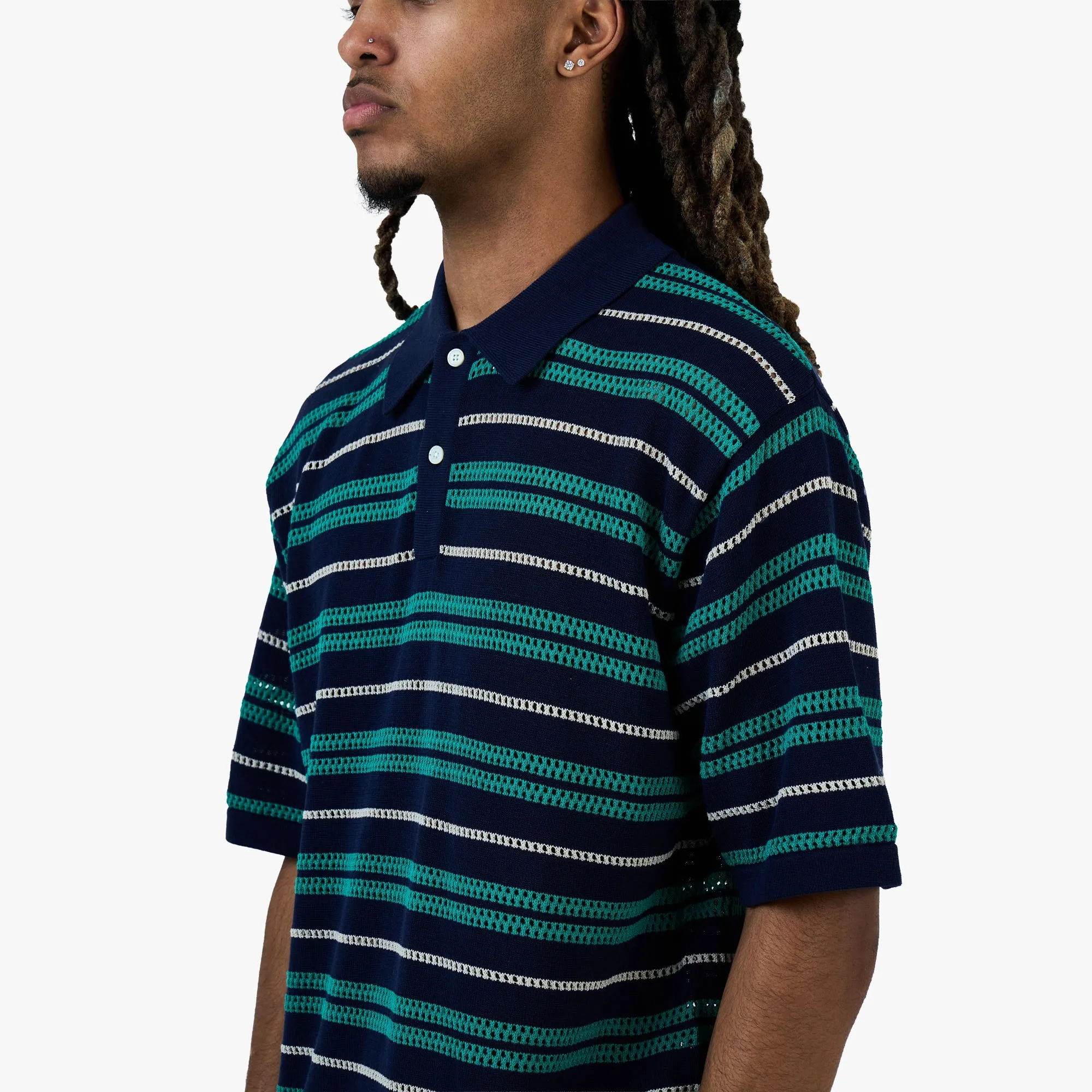 BEAMS 12 Gauge Mesh Polo Shirt / Navy sold by Livestock product image thumbnail 4