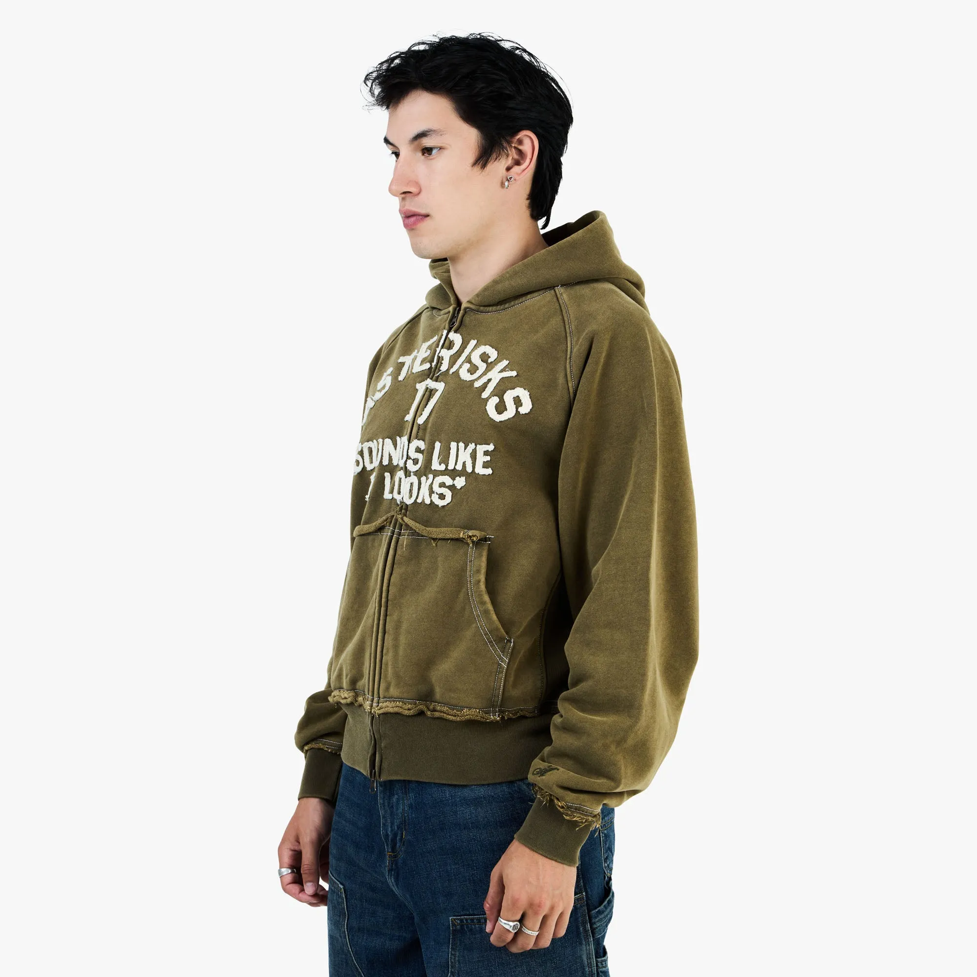 Adidem Asterisks Frayed Collegiate Hoodie / Dark Green sold by Livestock product image thumbnail 2